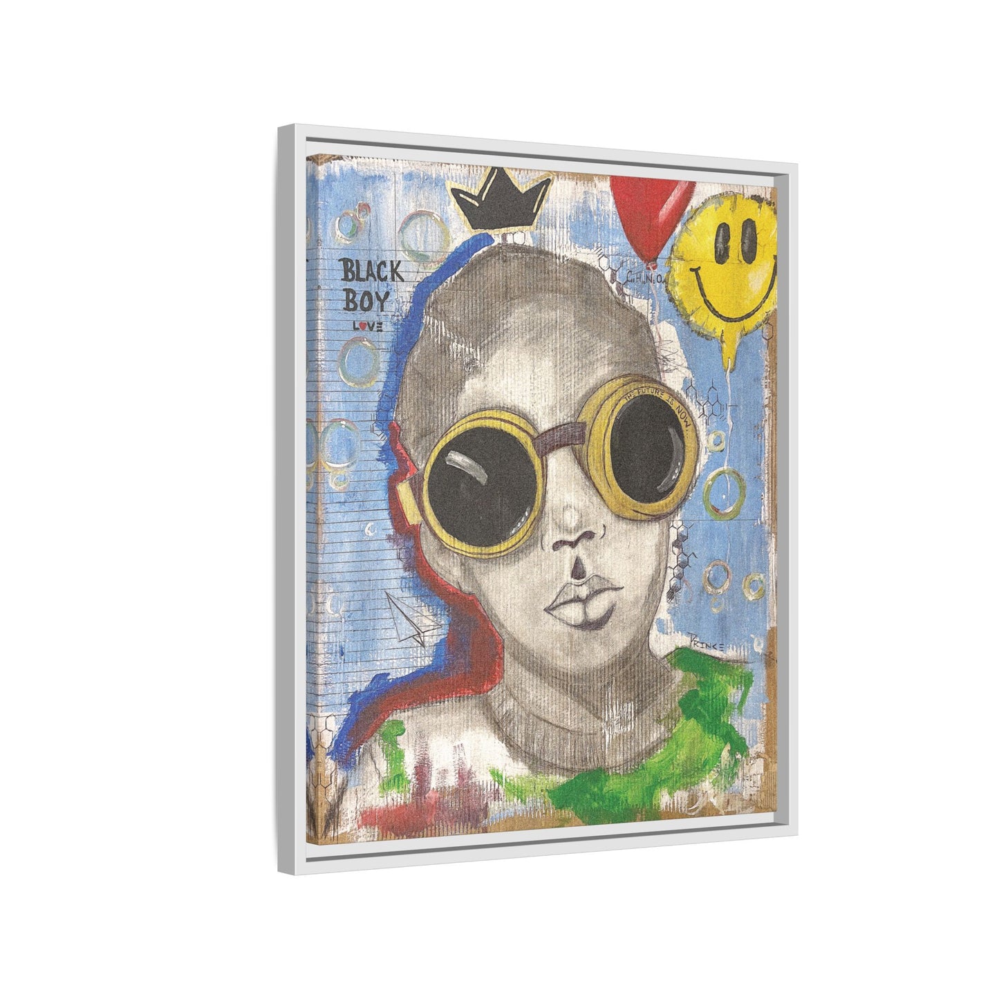 Black Boy Joy "Prince" -Framed Canvas Art Print Multi-Color Wall Decor