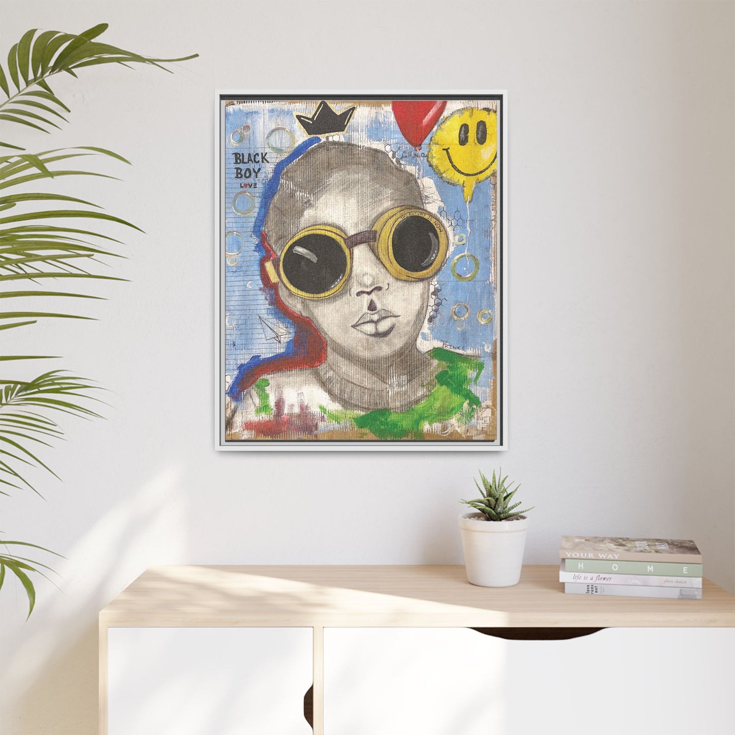 Black Boy Joy "Prince" -Framed Canvas Art Print Multi-Color Wall Decor