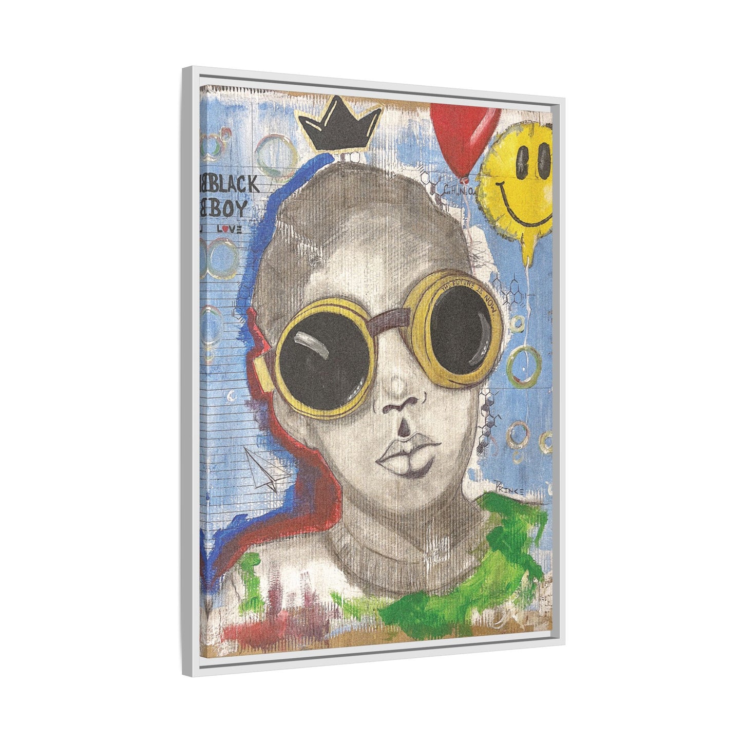 Black Boy Joy "Prince" -Framed Canvas Art Print Multi-Color Wall Decor