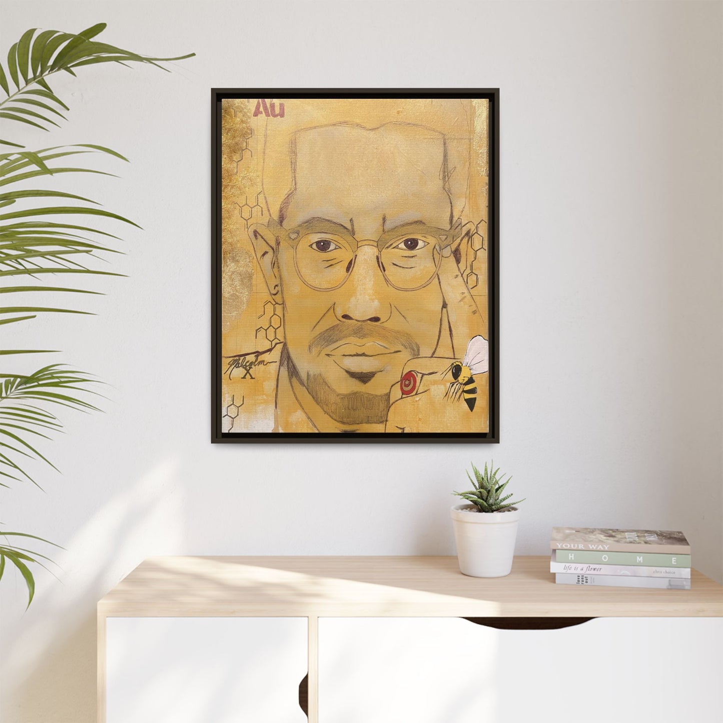 Malcolm X- Gold "Au" Series Framed Art Print Multi-Color