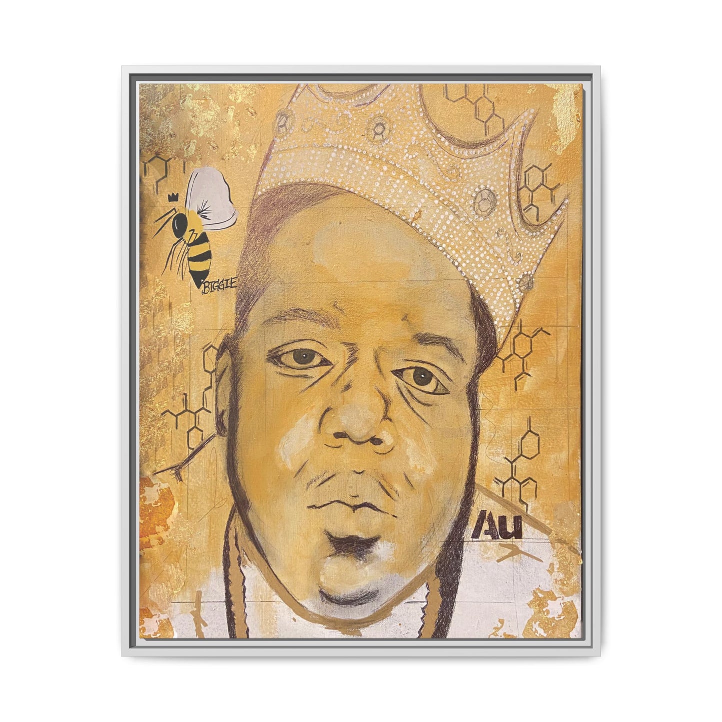 Biggie Smalls - Gold "Au" Series Framed Multi-Color Canvas Art Hip Hop Culture