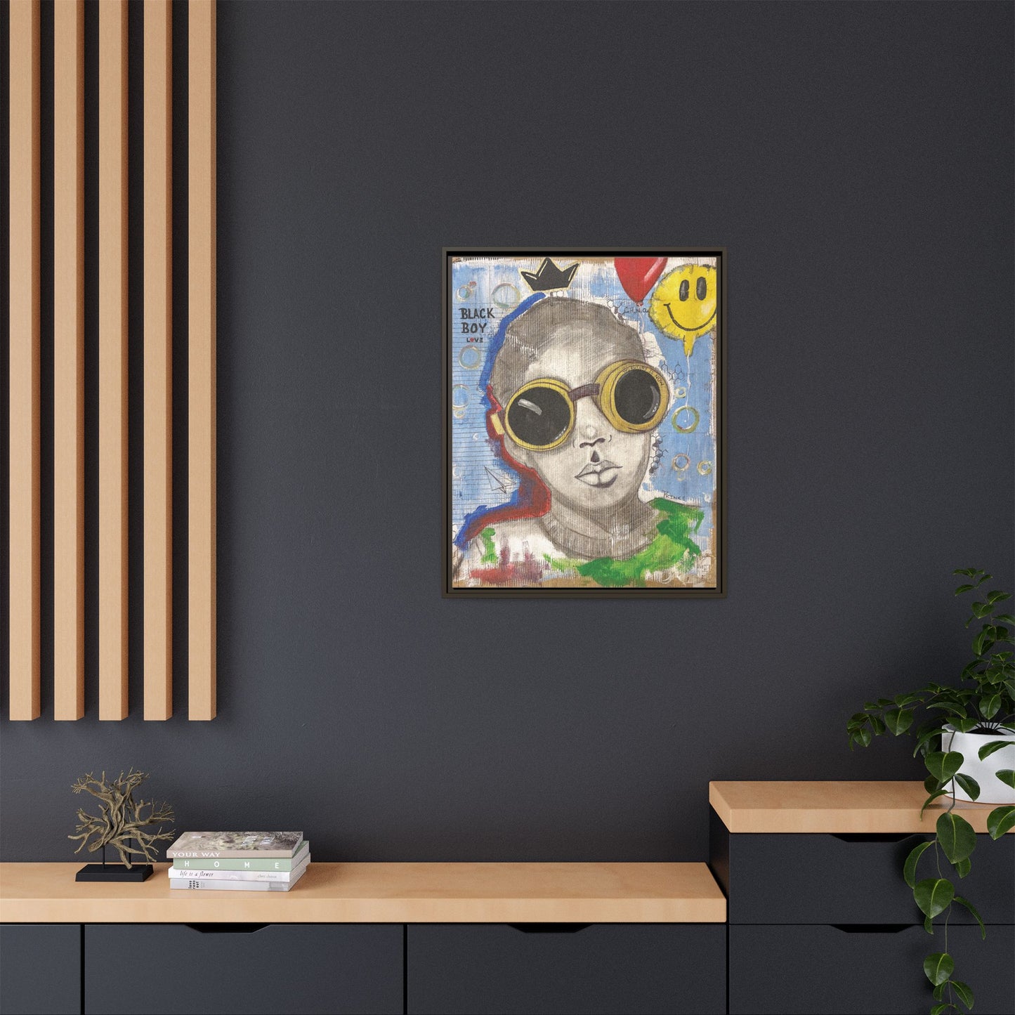 Black Boy Joy "Prince" -Framed Canvas Art Print Multi-Color Wall Decor