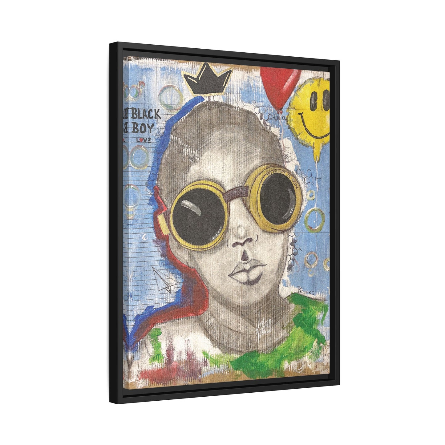 Black Boy Joy "Prince" -Framed Canvas Art Print Multi-Color Wall Decor