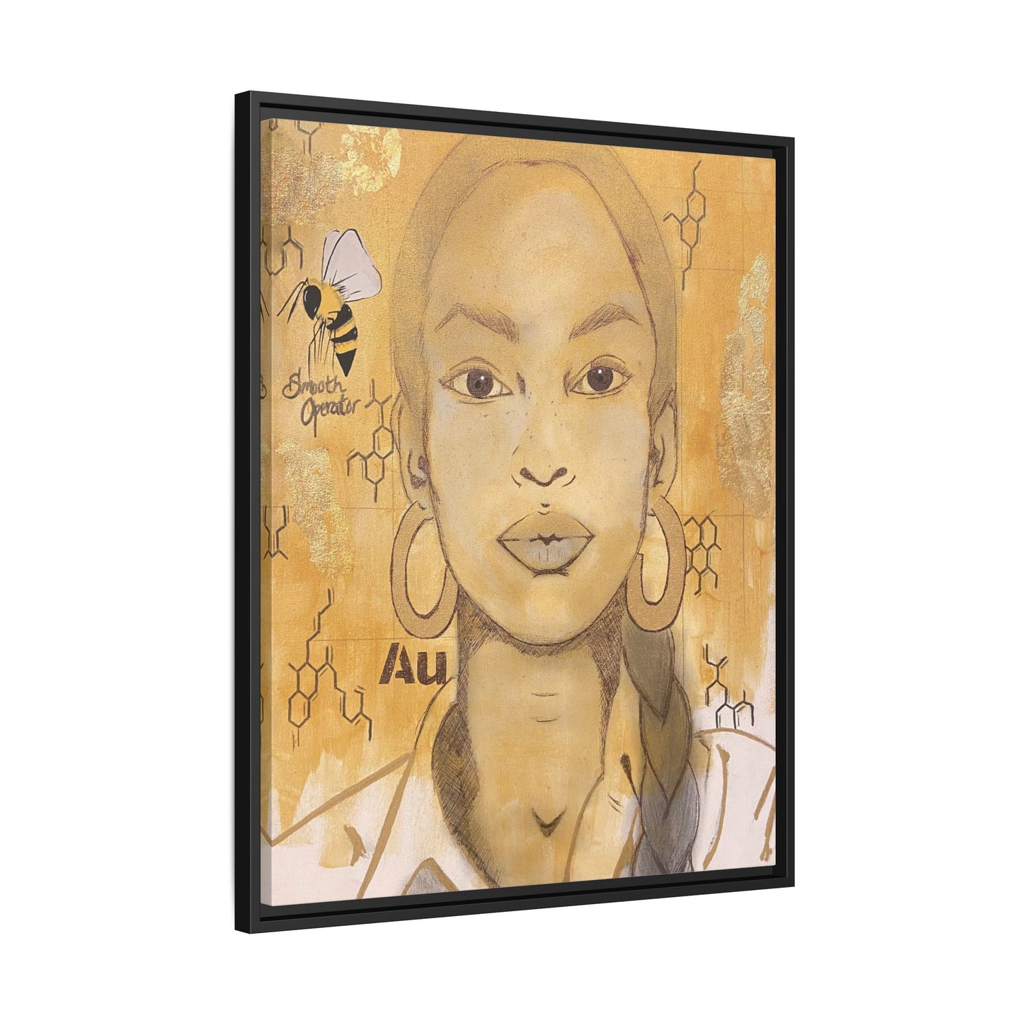 Sade- Gold "Au" Series Framed Canvas Art Multi-Color Wall Decor