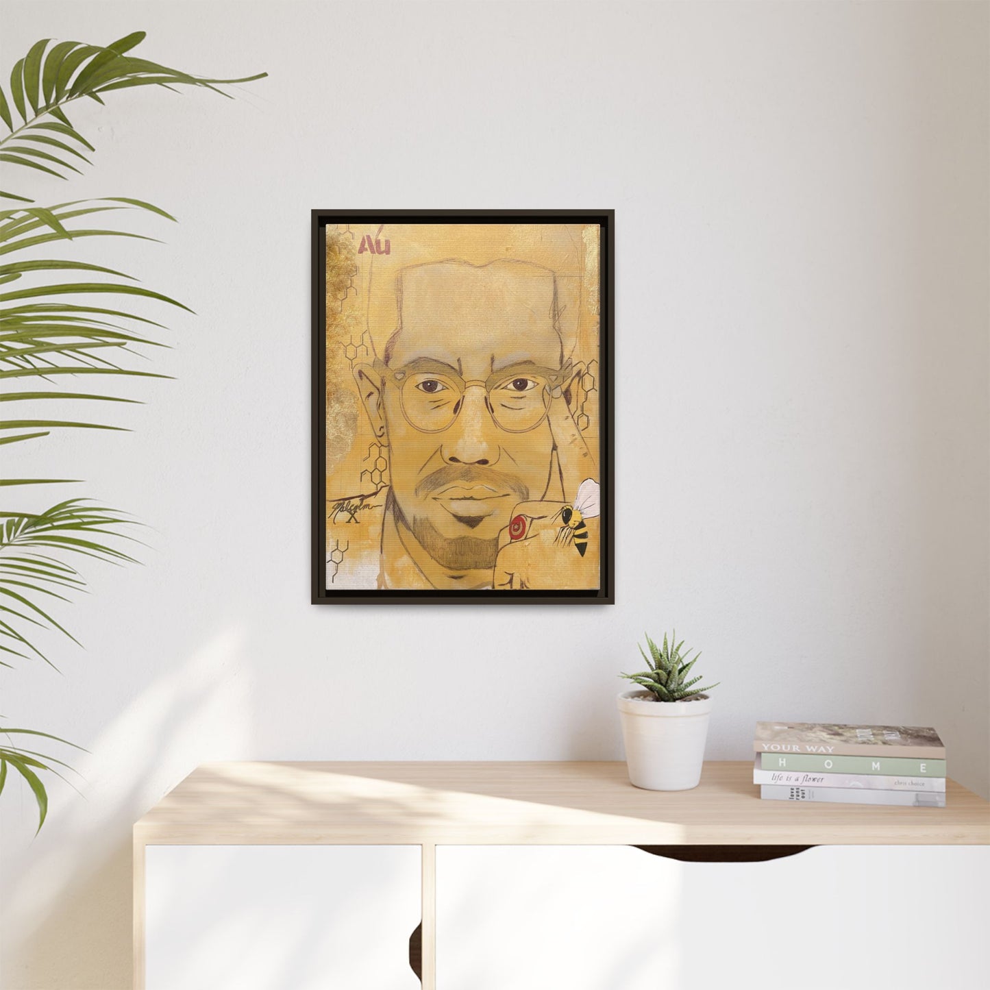 Malcolm X- Gold "Au" Series Framed Art Print Multi-Color