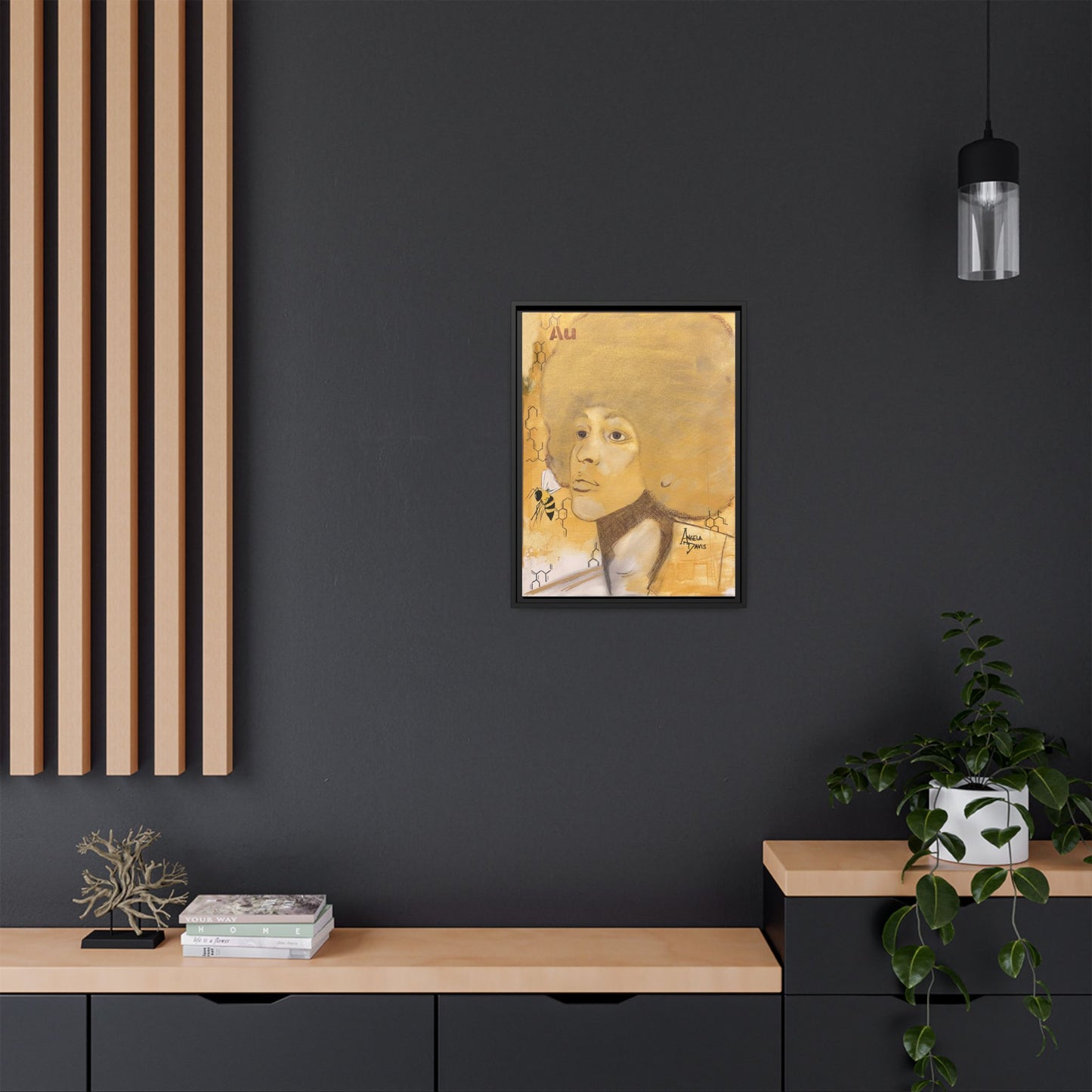 Angela Davis- Gold "Au" Series Framed Matte Canvas Art