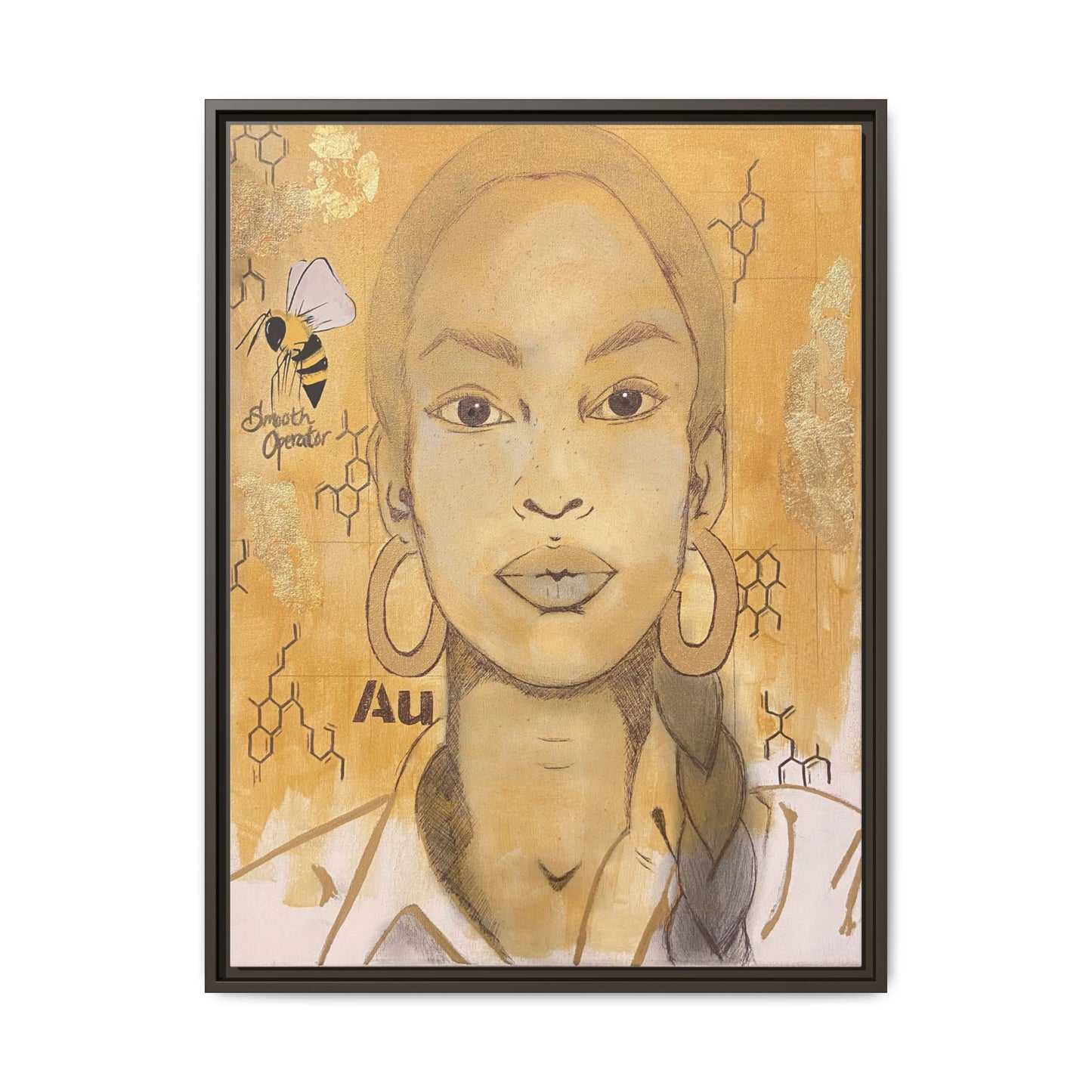 Sade- Gold "Au" Series Framed Canvas Art Multi-Color Wall Decor