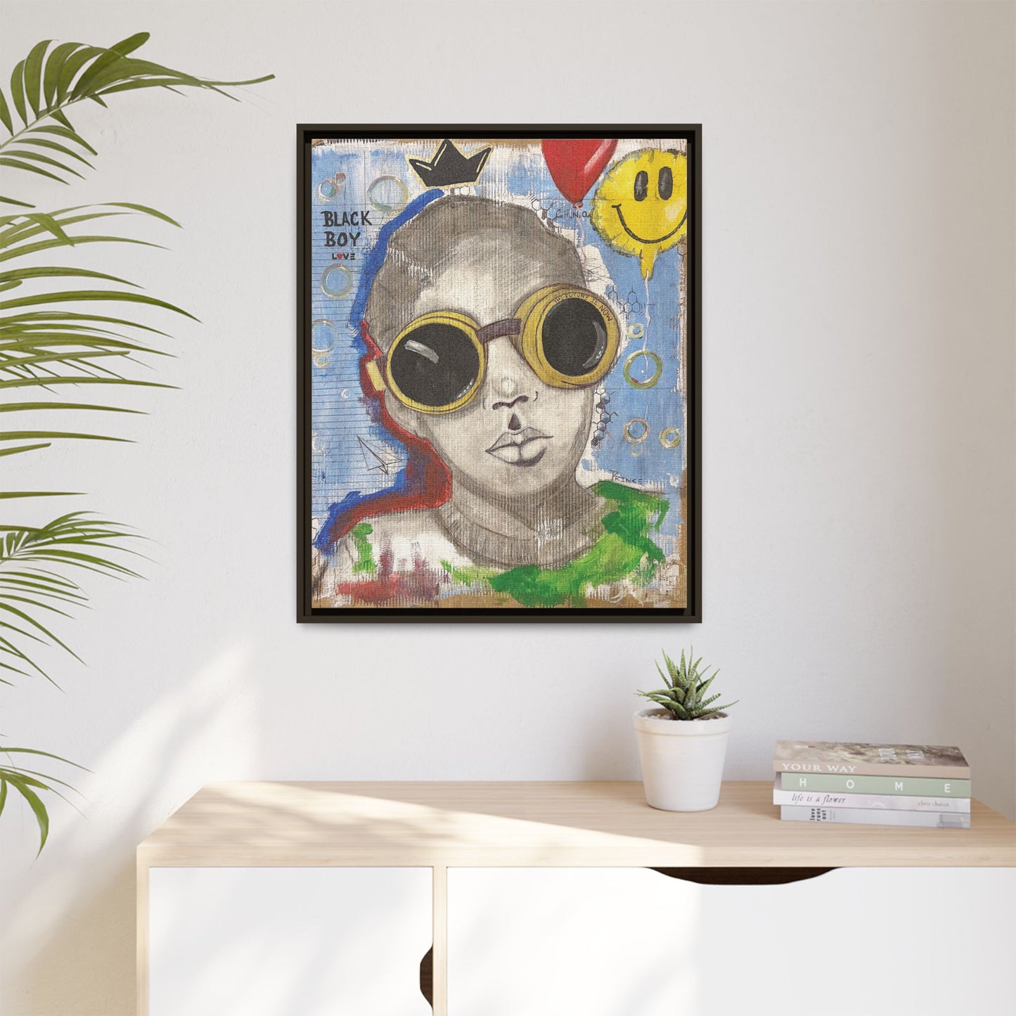Black Boy Joy "Prince" -Framed Canvas Art Print Multi-Color Wall Decor