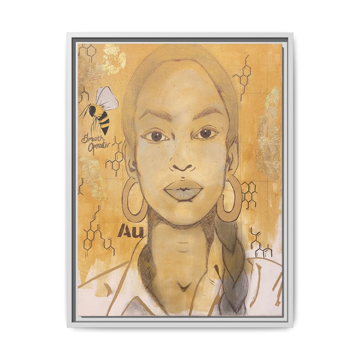 Sade- Gold "Au" Series Framed Canvas Art Multi-Color Wall Decor