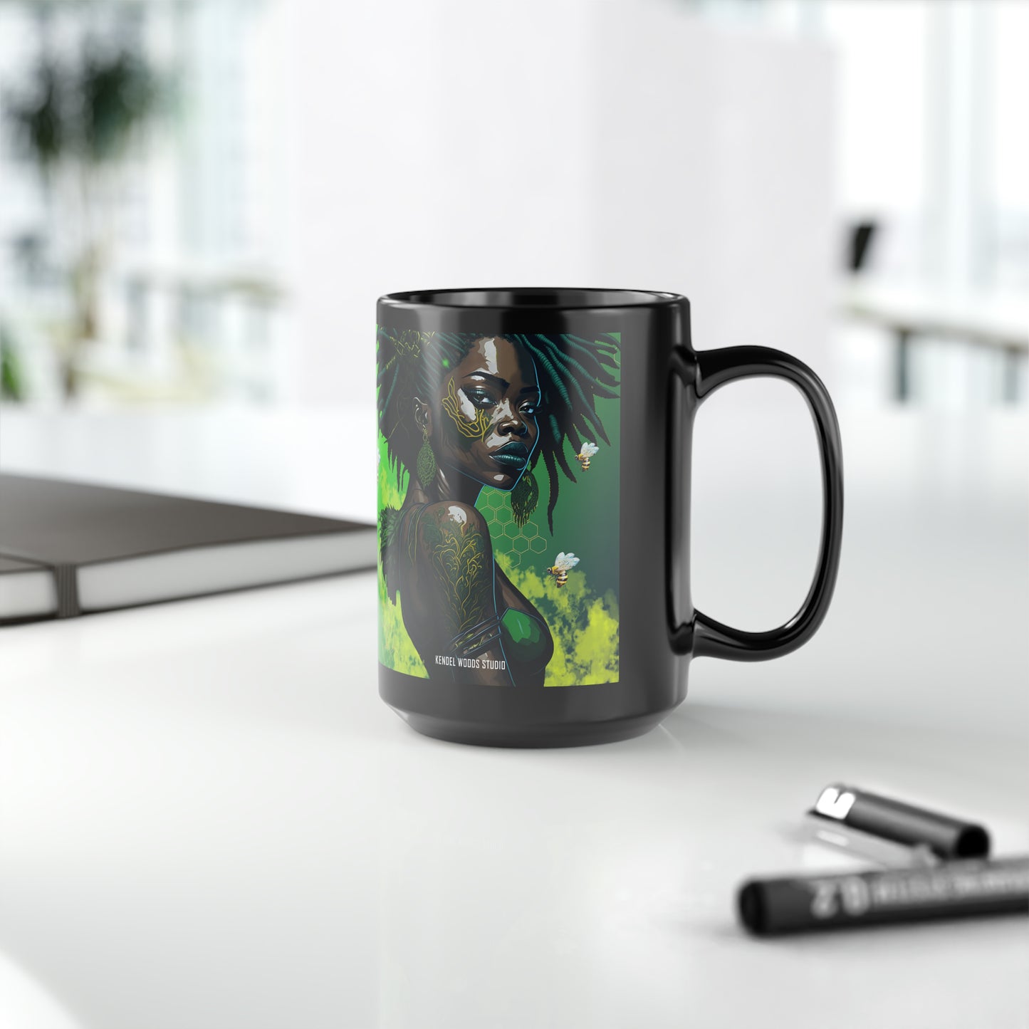 New Type Green Black Mug, 15oz