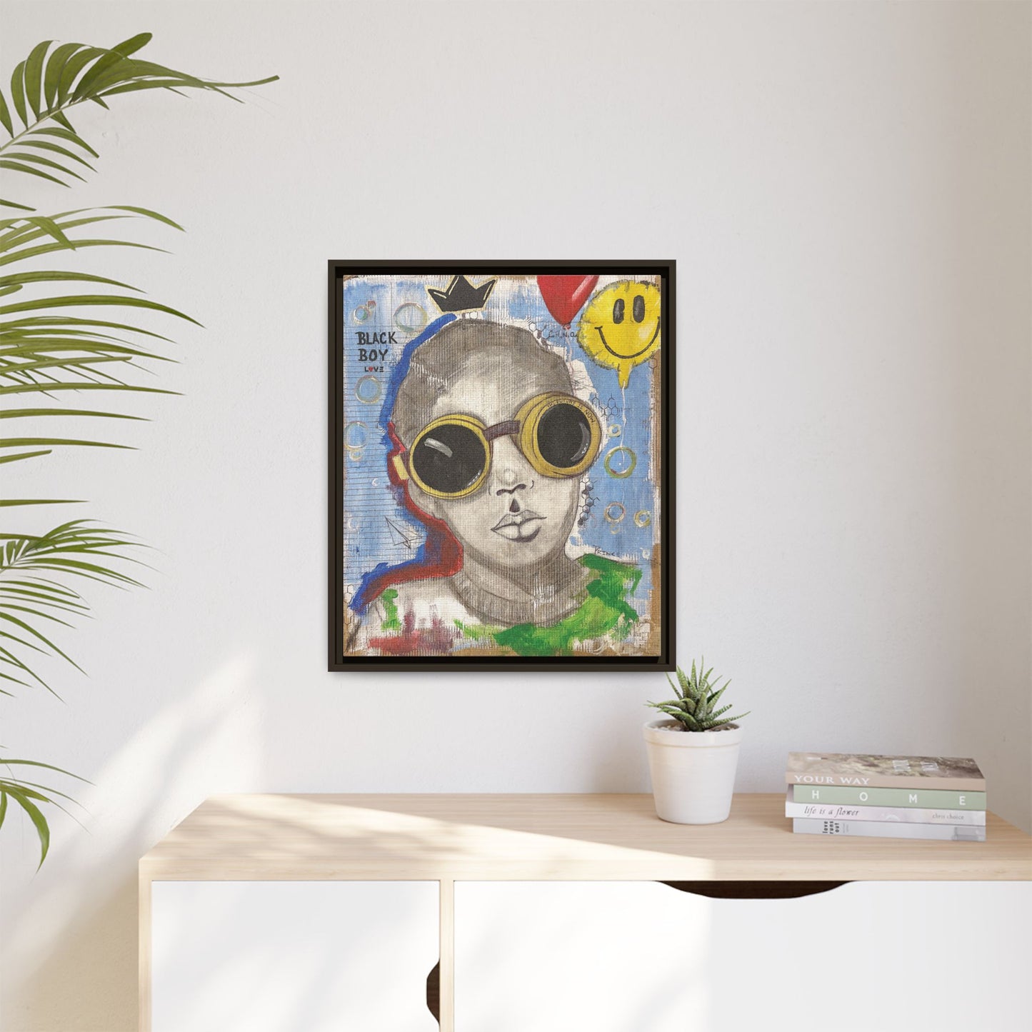 Black Boy Joy "Prince" -Framed Canvas Art Print Multi-Color Wall Decor
