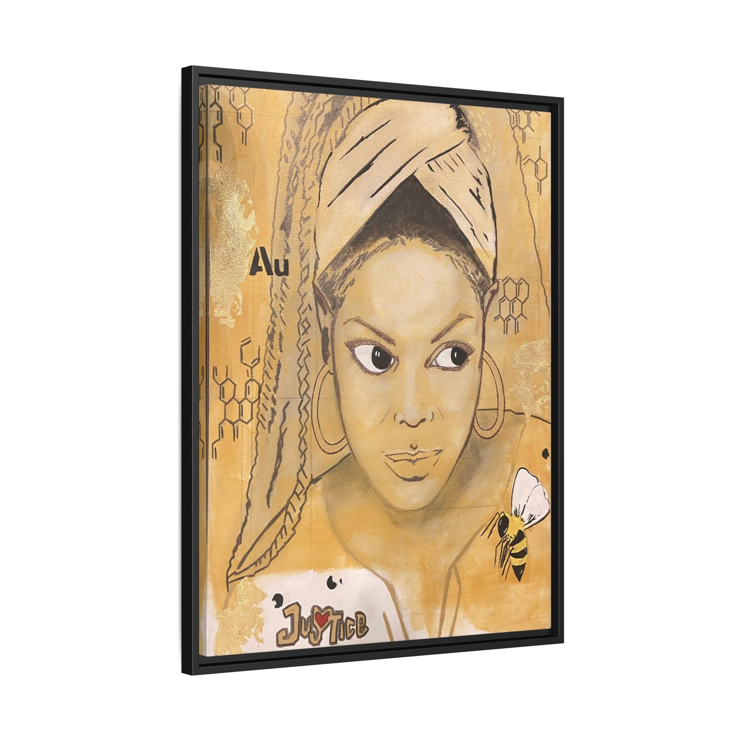 Janet Jackson- Gold "Au" Series Framed Multi-Color Matte Canvas Art -