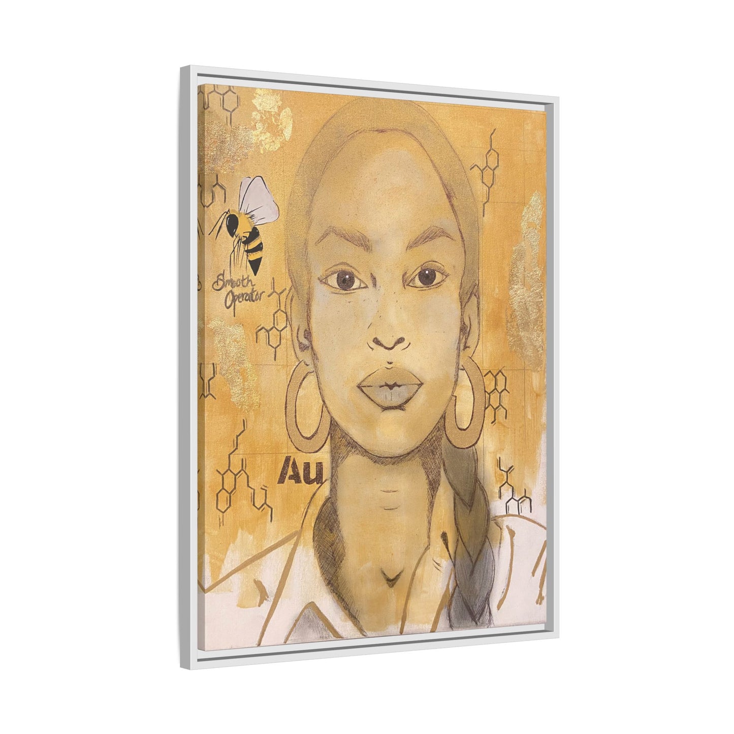 Sade- Gold "Au" Series Framed Canvas Art Multi-Color Wall Decor