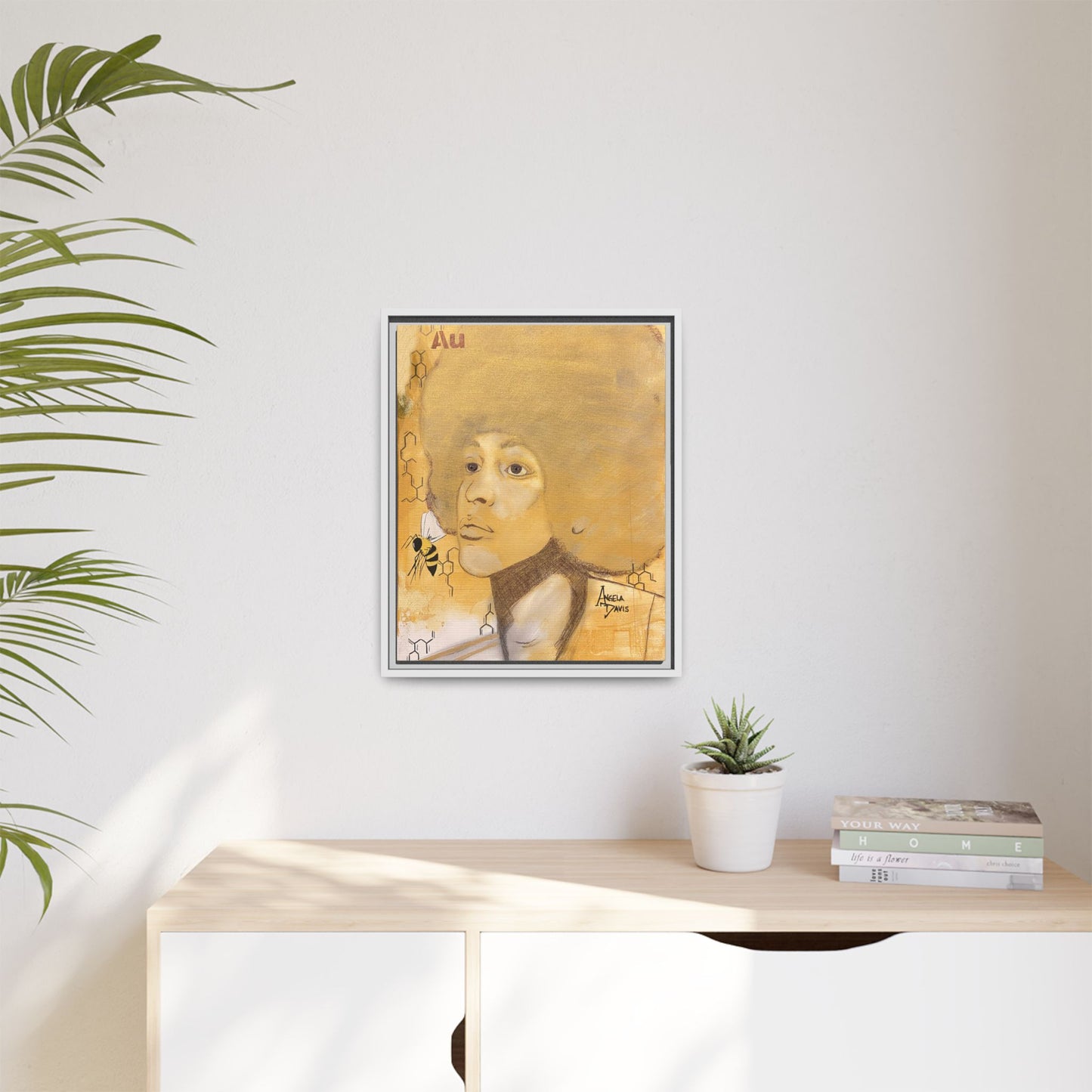 Angela Davis- Gold "Au" Series Framed Matte Canvas Art