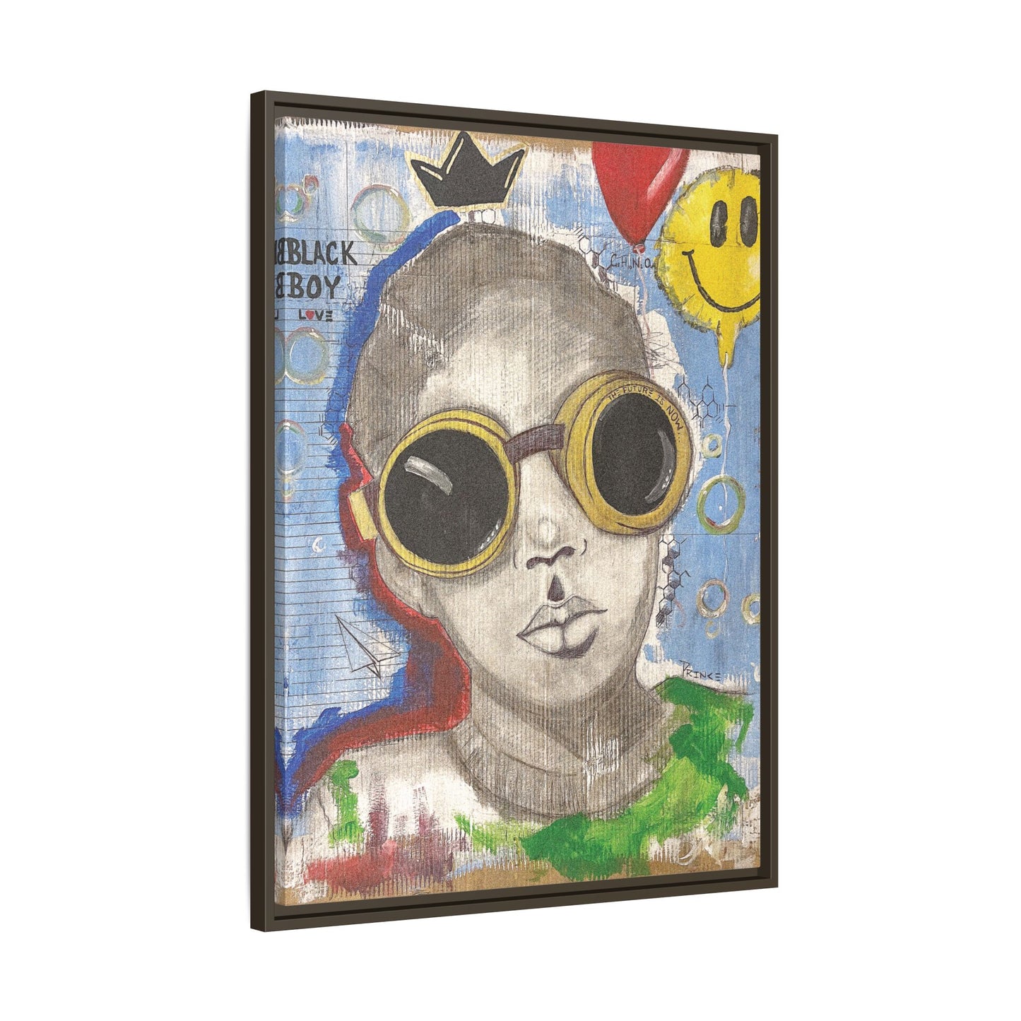Black Boy Joy "Prince" -Framed Canvas Art Print Multi-Color Wall Decor