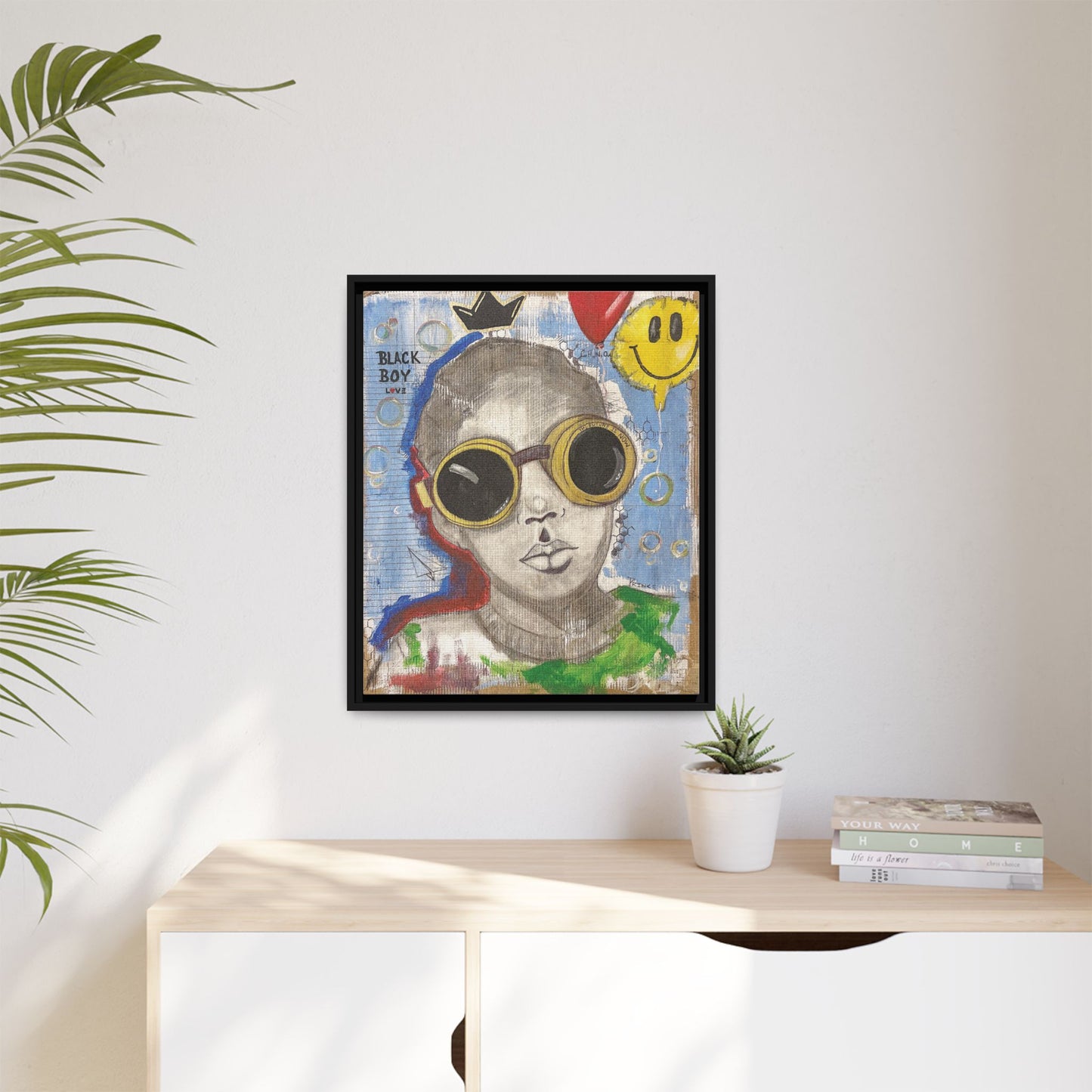 Black Boy Joy "Prince" -Framed Canvas Art Print Multi-Color Wall Decor