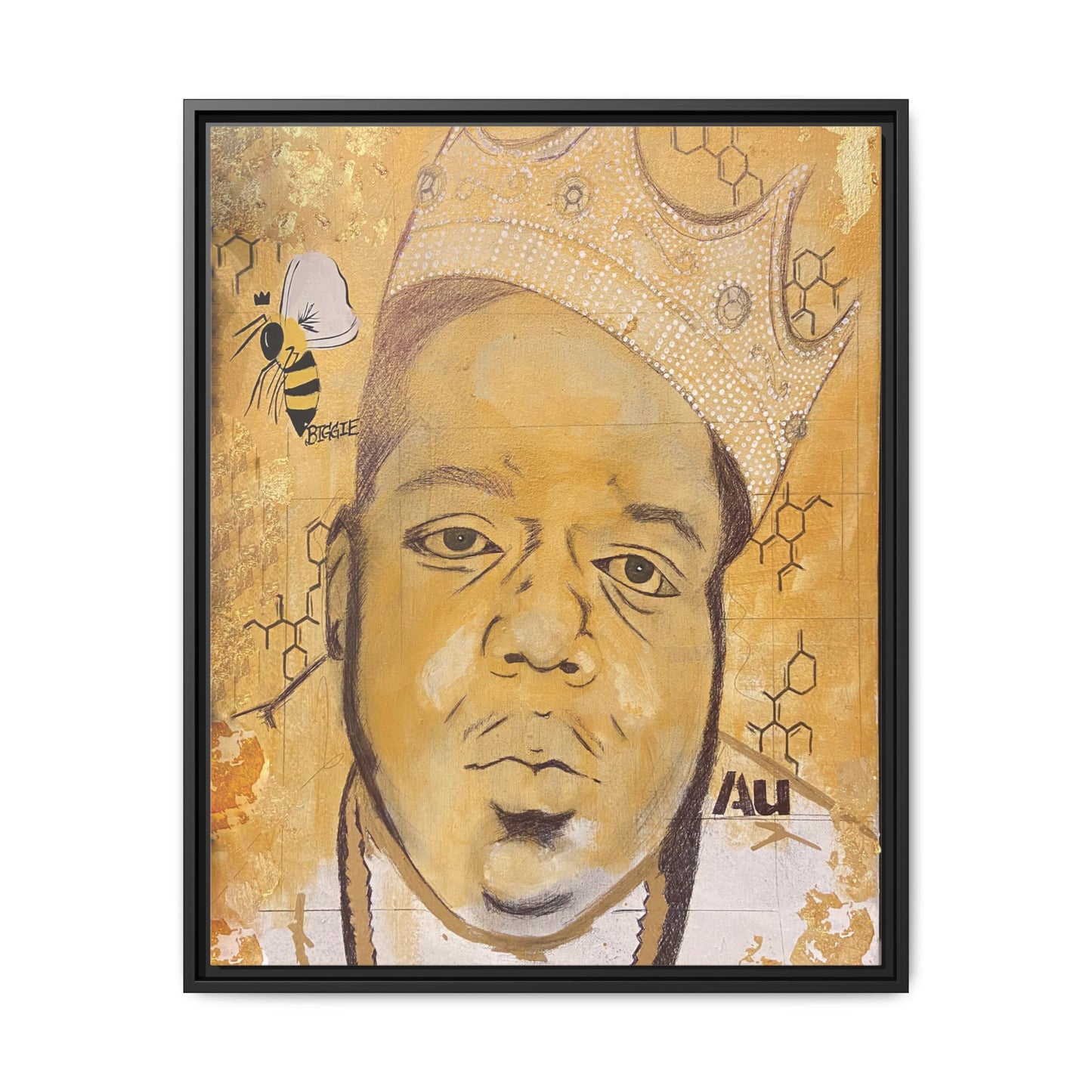 Biggie Smalls - Gold "Au" Series Framed Multi-Color Canvas Art Hip Hop Culture