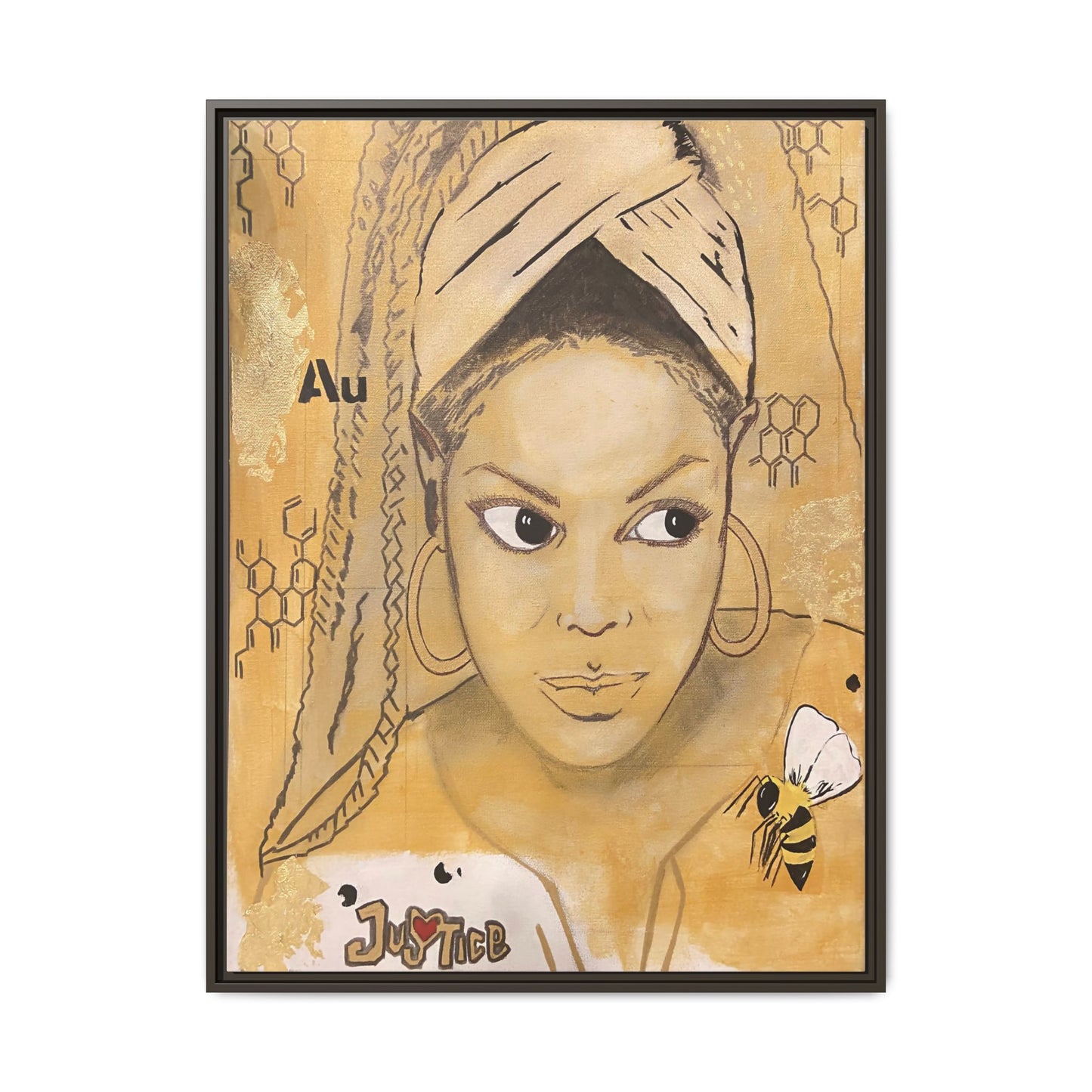 Janet Jackson- Gold "Au" Series Framed Multi-Color Matte Canvas Art -