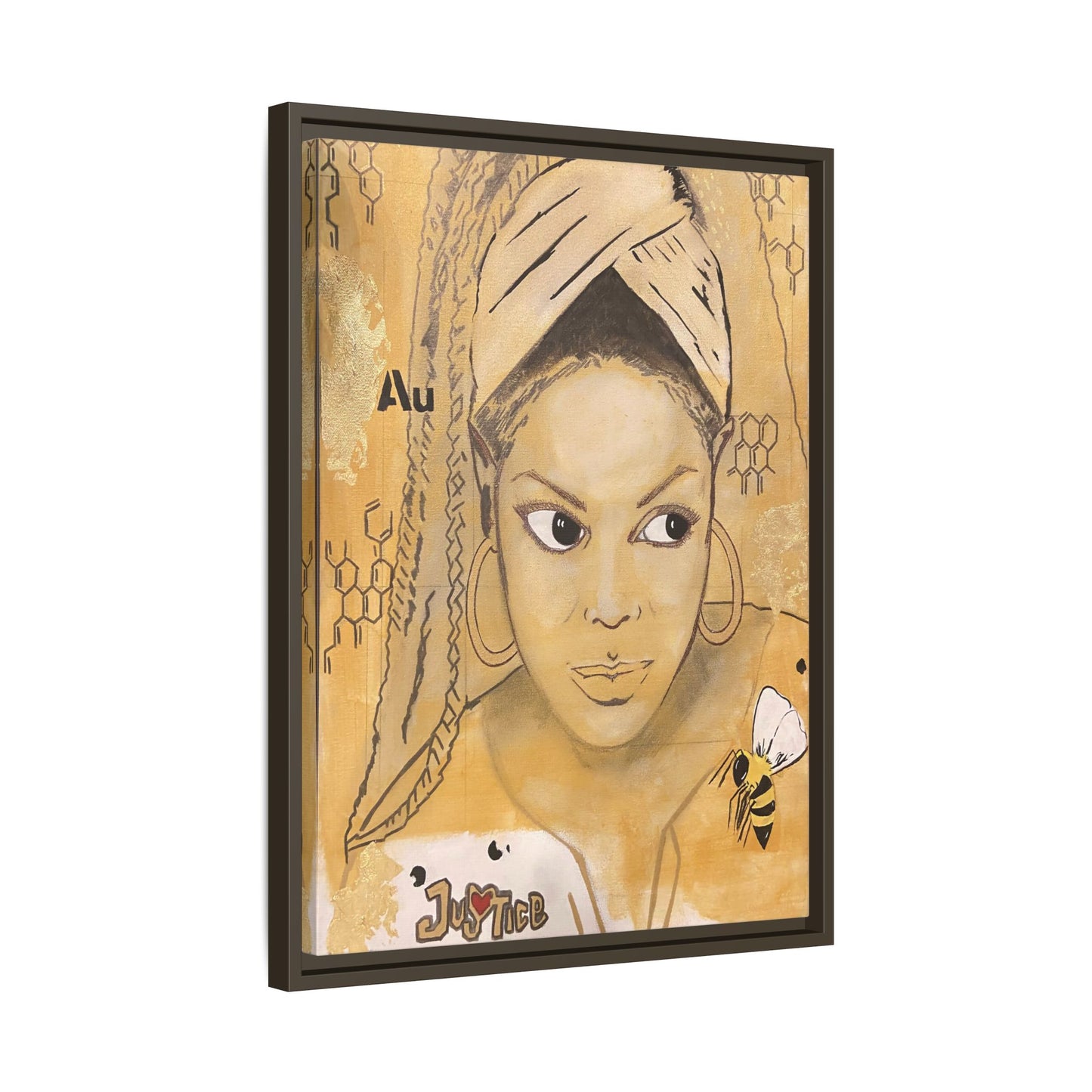 Janet Jackson- Gold "Au" Series Framed Multi-Color Matte Canvas Art -