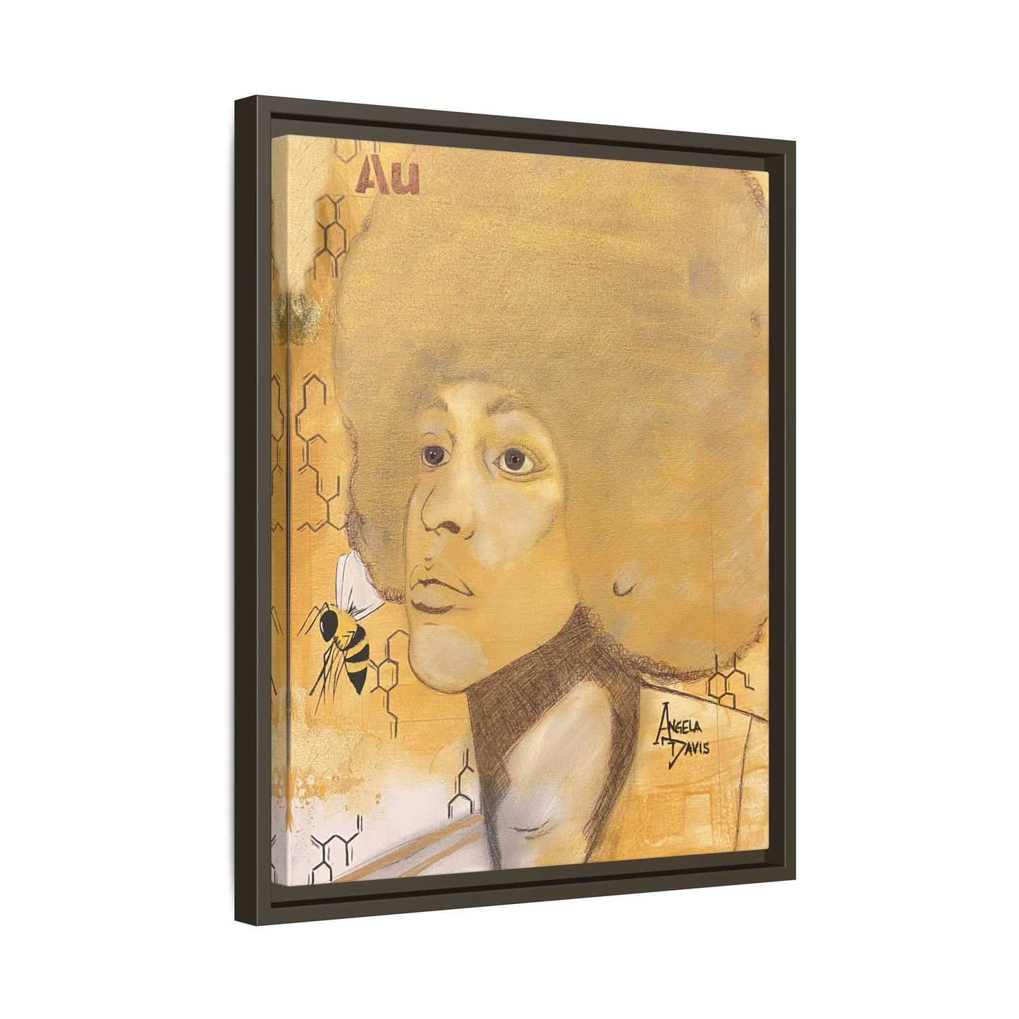 Angela Davis- Gold "Au" Series Framed Matte Canvas Art