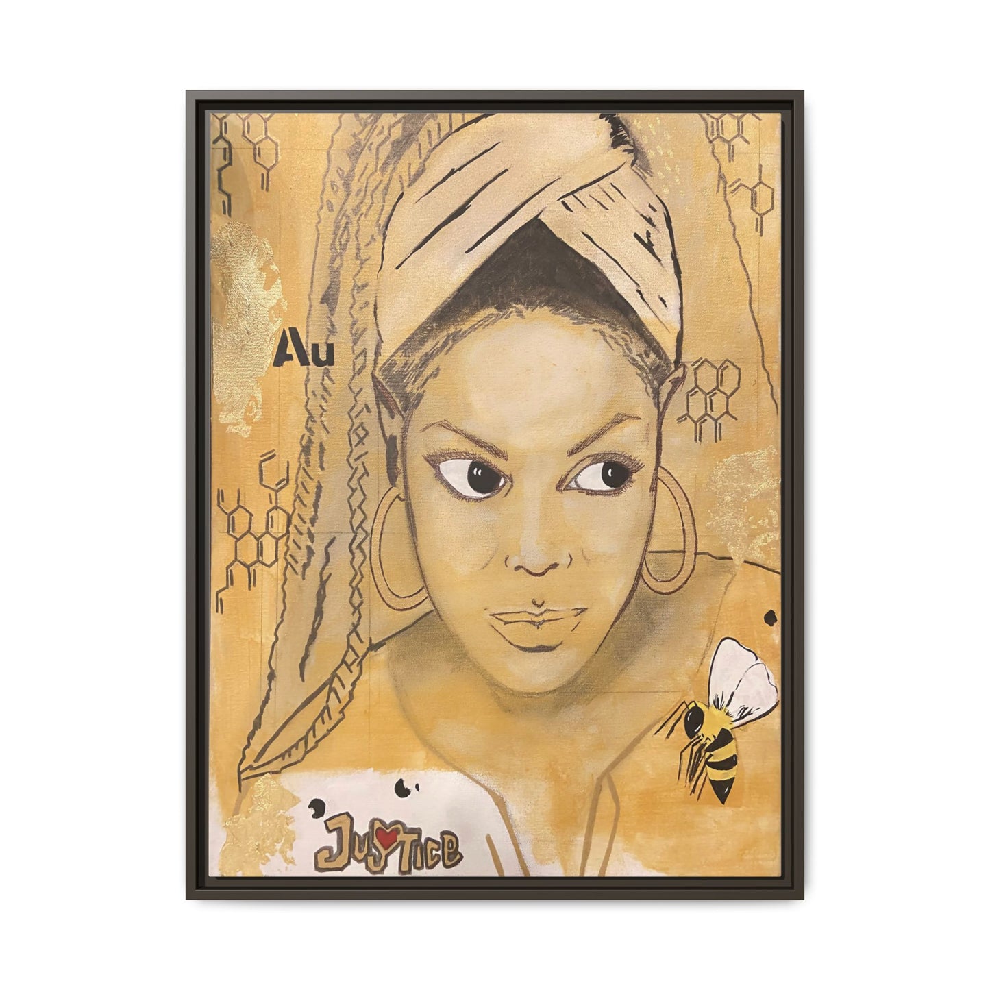 Janet Jackson- Gold "Au" Series Framed Multi-Color Matte Canvas Art -