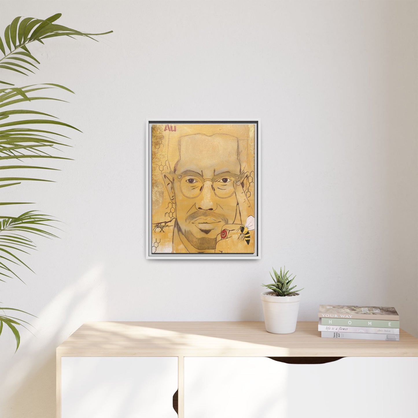 Malcolm X- Gold "Au" Series Framed Art Print Multi-Color