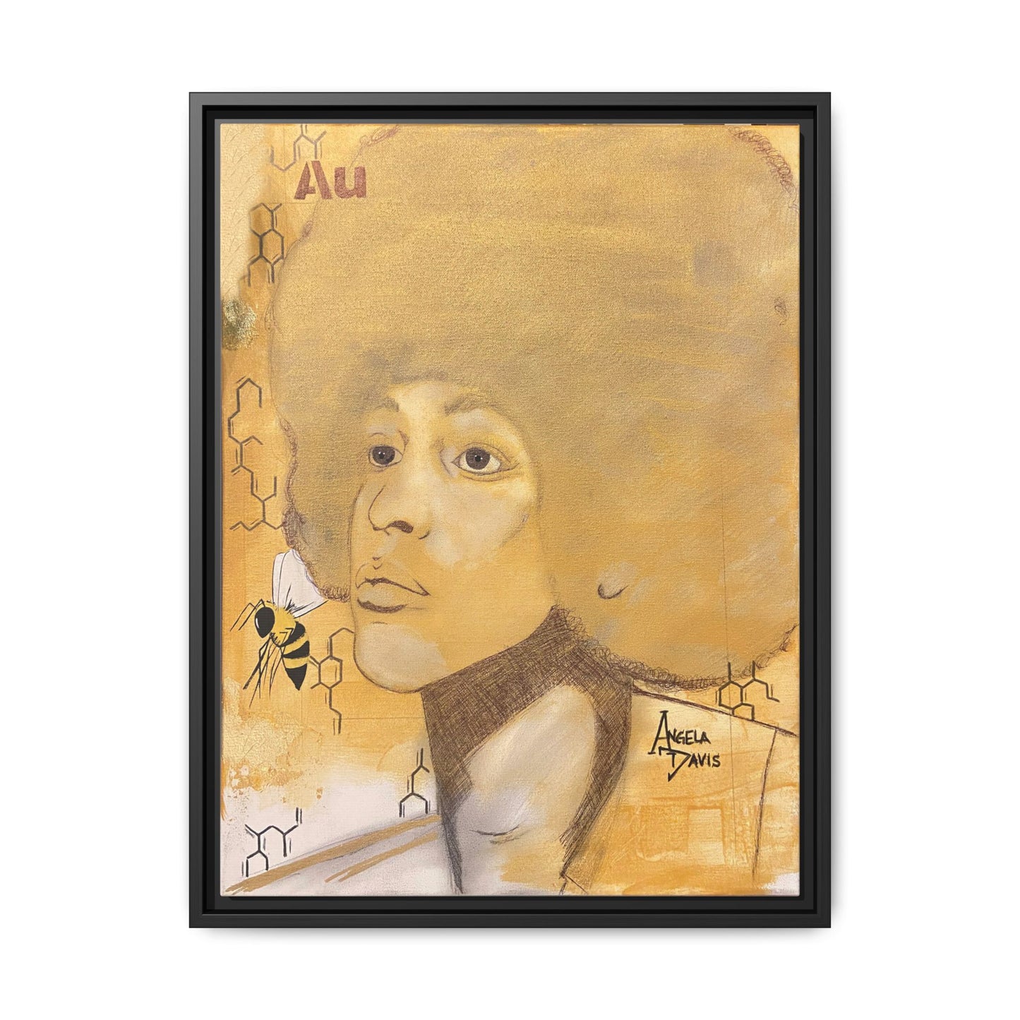 Angela Davis- Gold "Au" Series Framed Matte Canvas Art