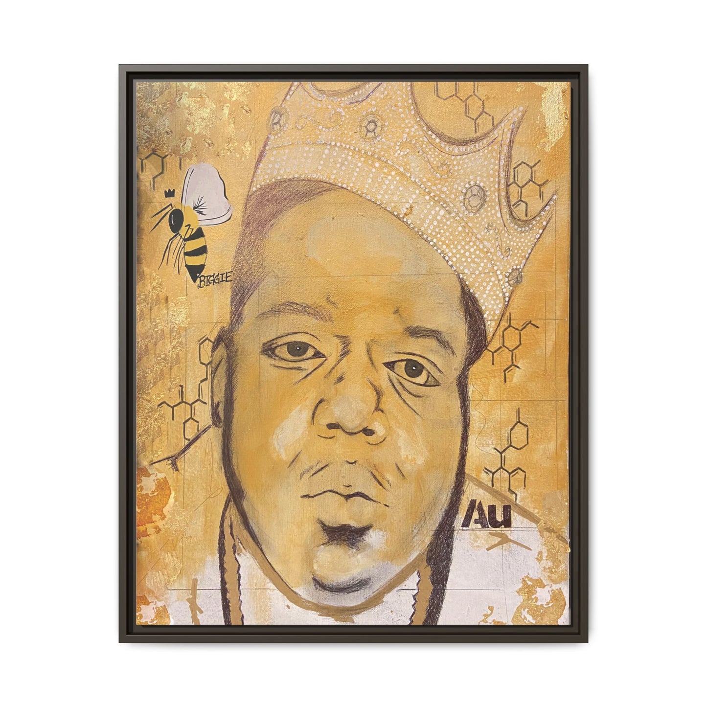 Biggie Smalls - Gold "Au" Series Framed Multi-Color Canvas Art Hip Hop Culture