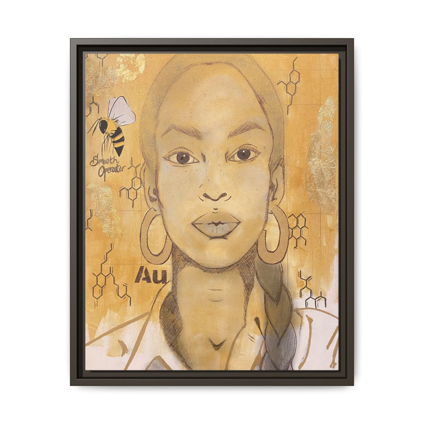 Sade- Gold "Au" Series Framed Canvas Art Multi-Color Wall Decor