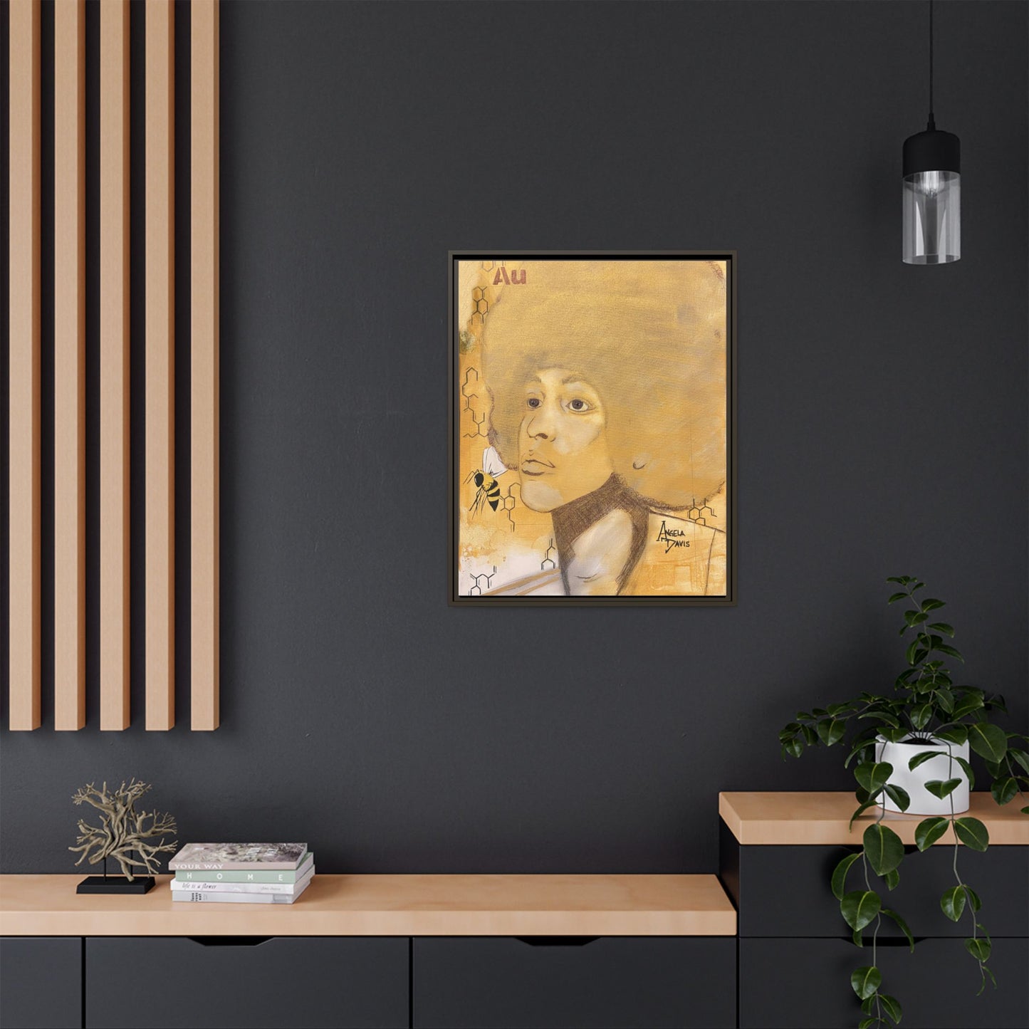 Angela Davis- Gold "Au" Series Framed Matte Canvas Art