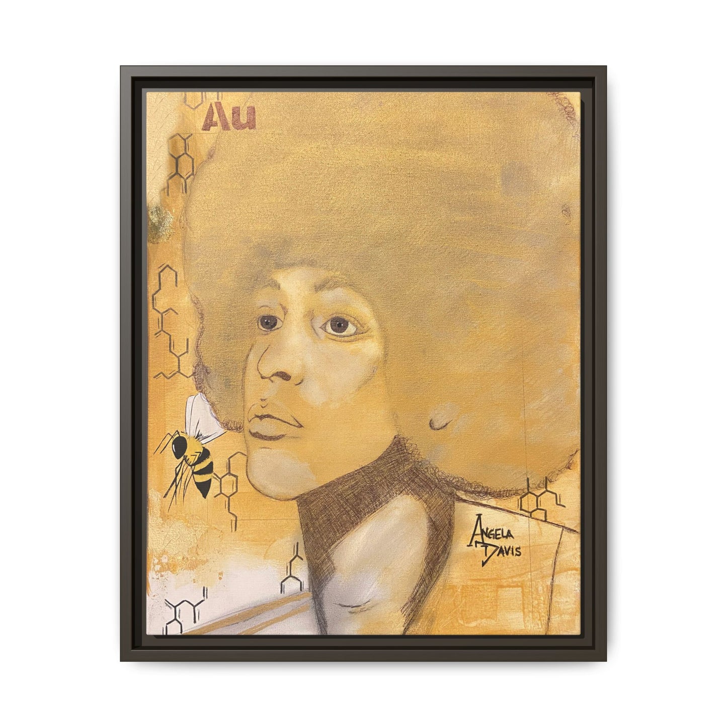 Angela Davis- Gold "Au" Series Framed Matte Canvas Art