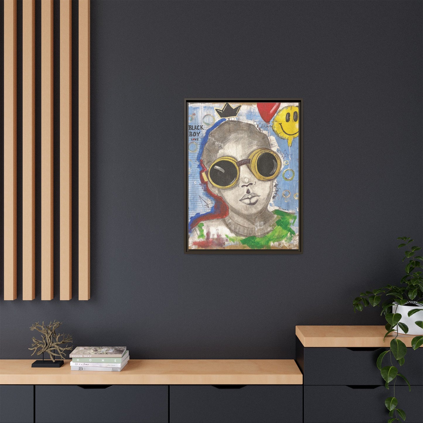 Black Boy Joy "Prince" -Framed Canvas Art Print Multi-Color Wall Decor