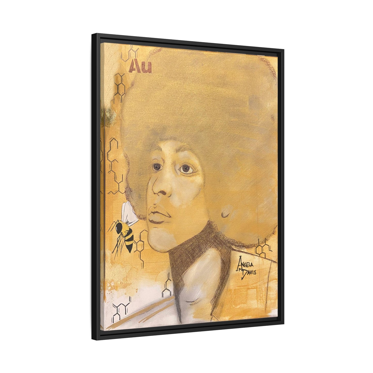 Angela Davis- Gold "Au" Series Framed Matte Canvas Art