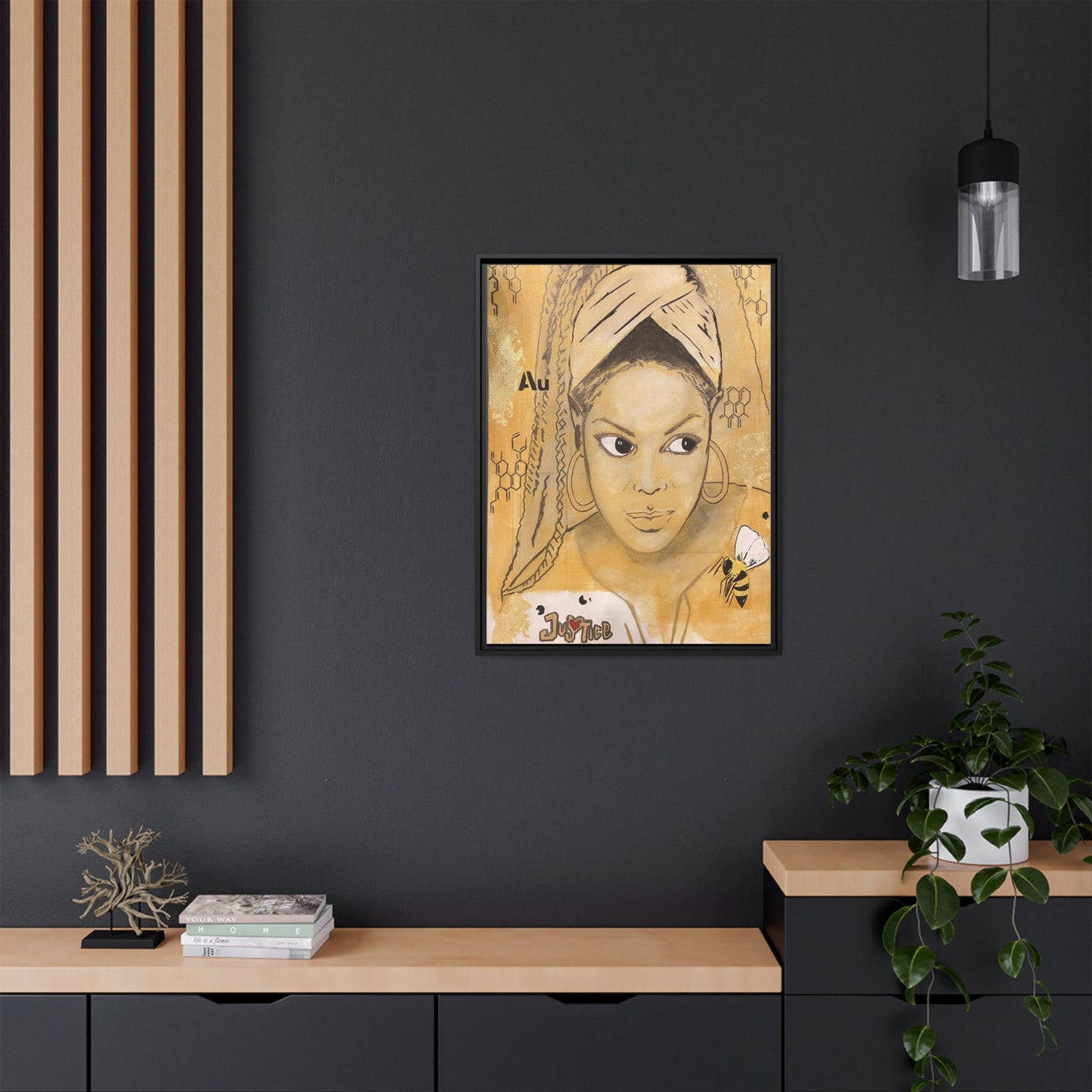 Janet Jackson- Gold "Au" Series Framed Multi-Color Matte Canvas Art -