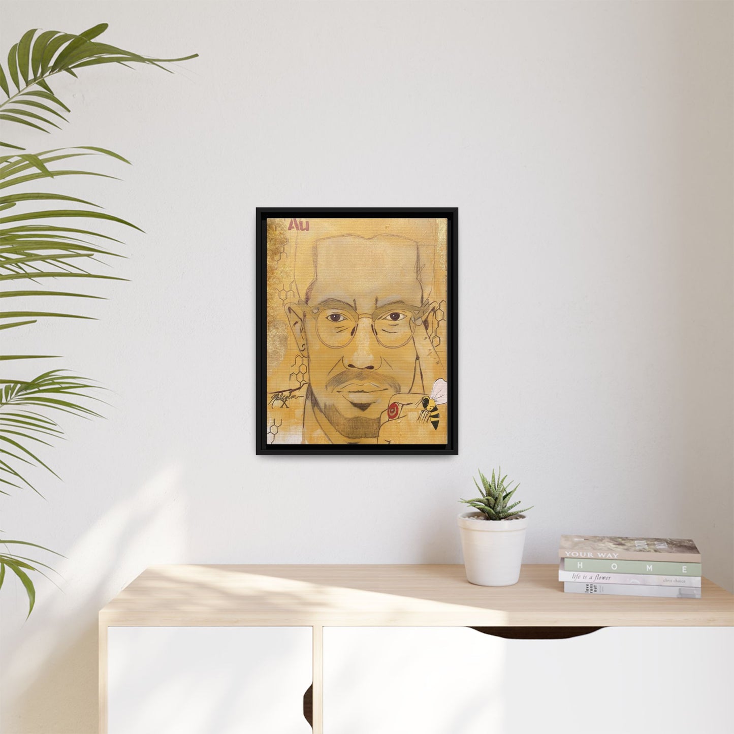 Malcolm X- Gold "Au" Series Framed Art Print Multi-Color