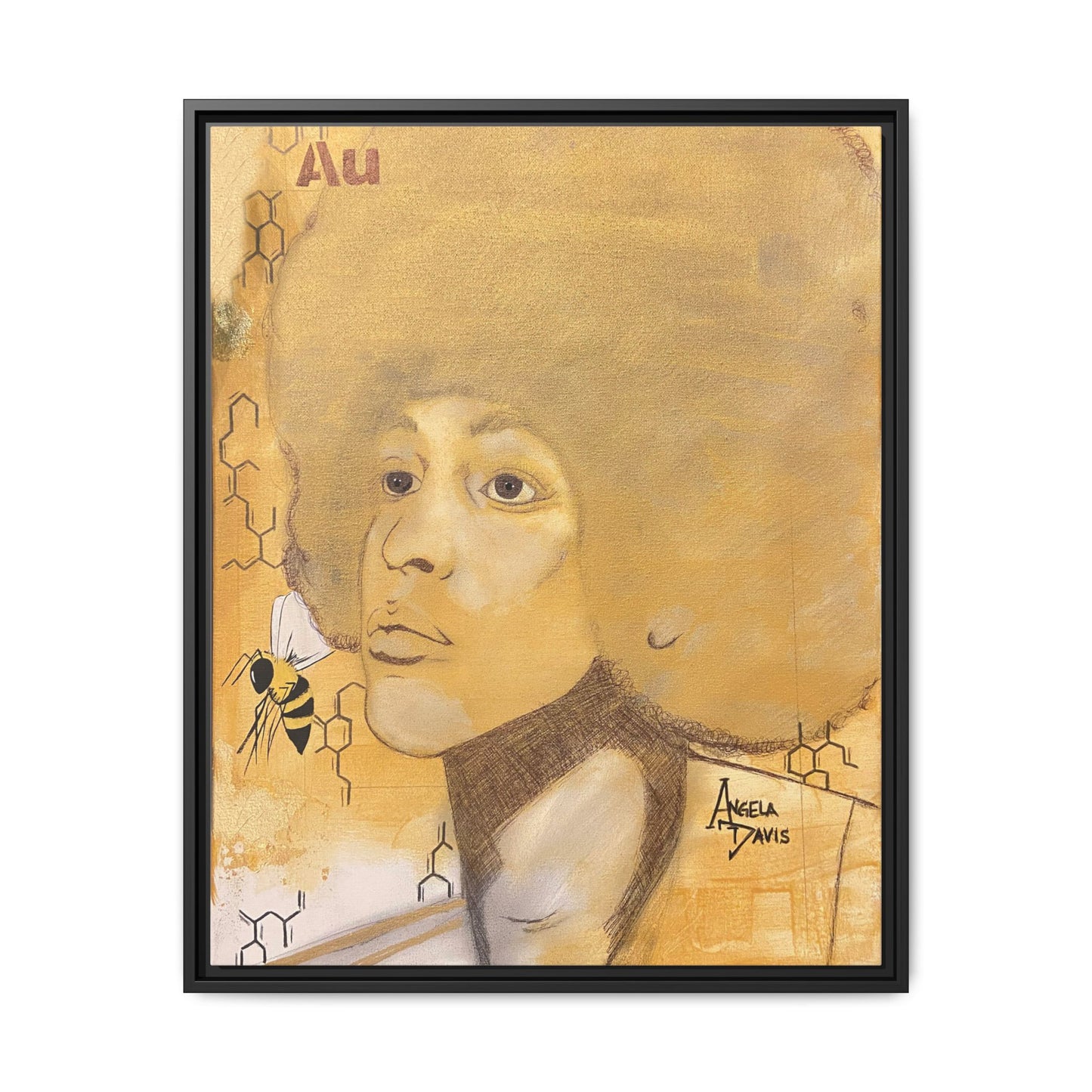 Angela Davis- Gold "Au" Series Framed Matte Canvas Art
