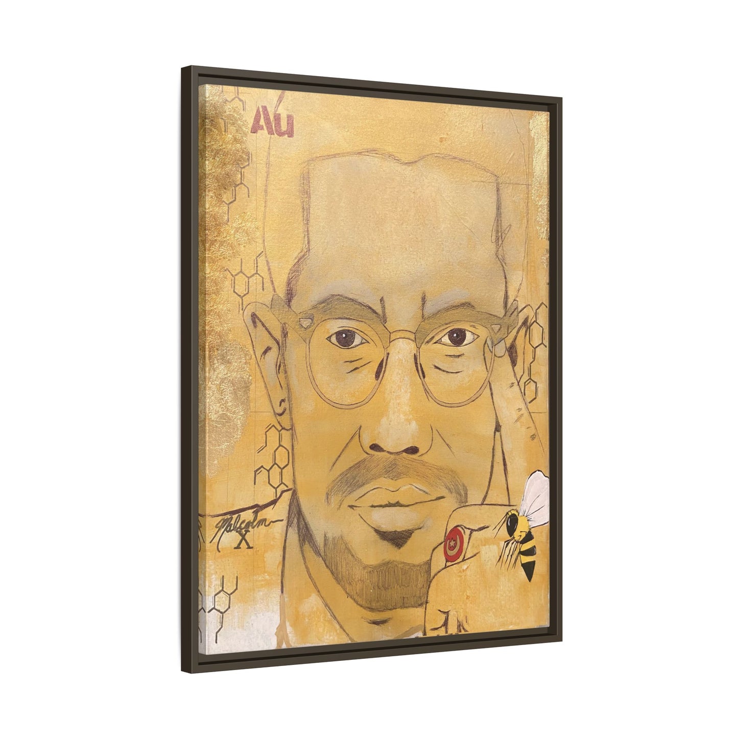 Malcolm X- Gold "Au" Series Framed Art Print Multi-Color