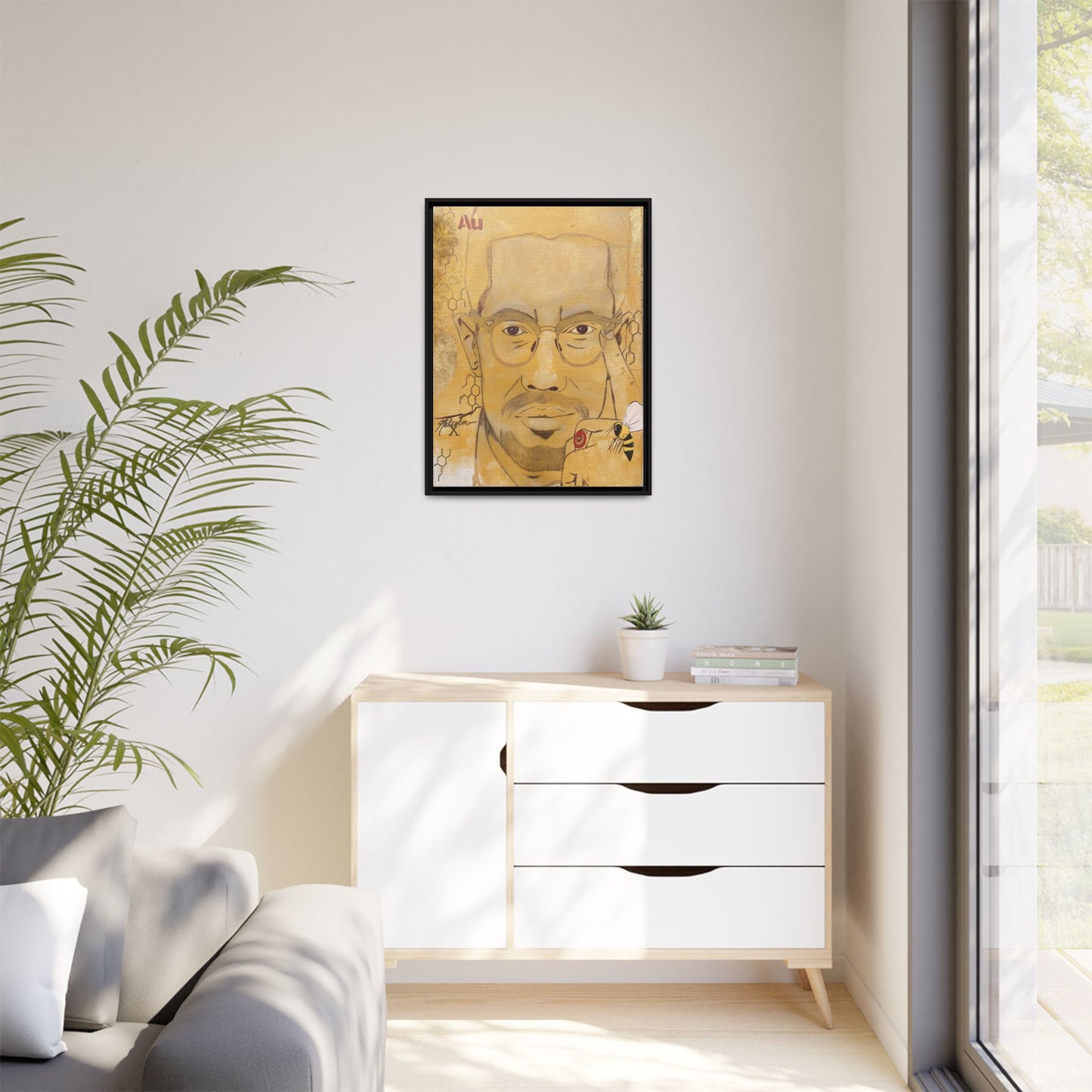 Malcolm X- Gold "Au" Series Framed Art Print Multi-Color