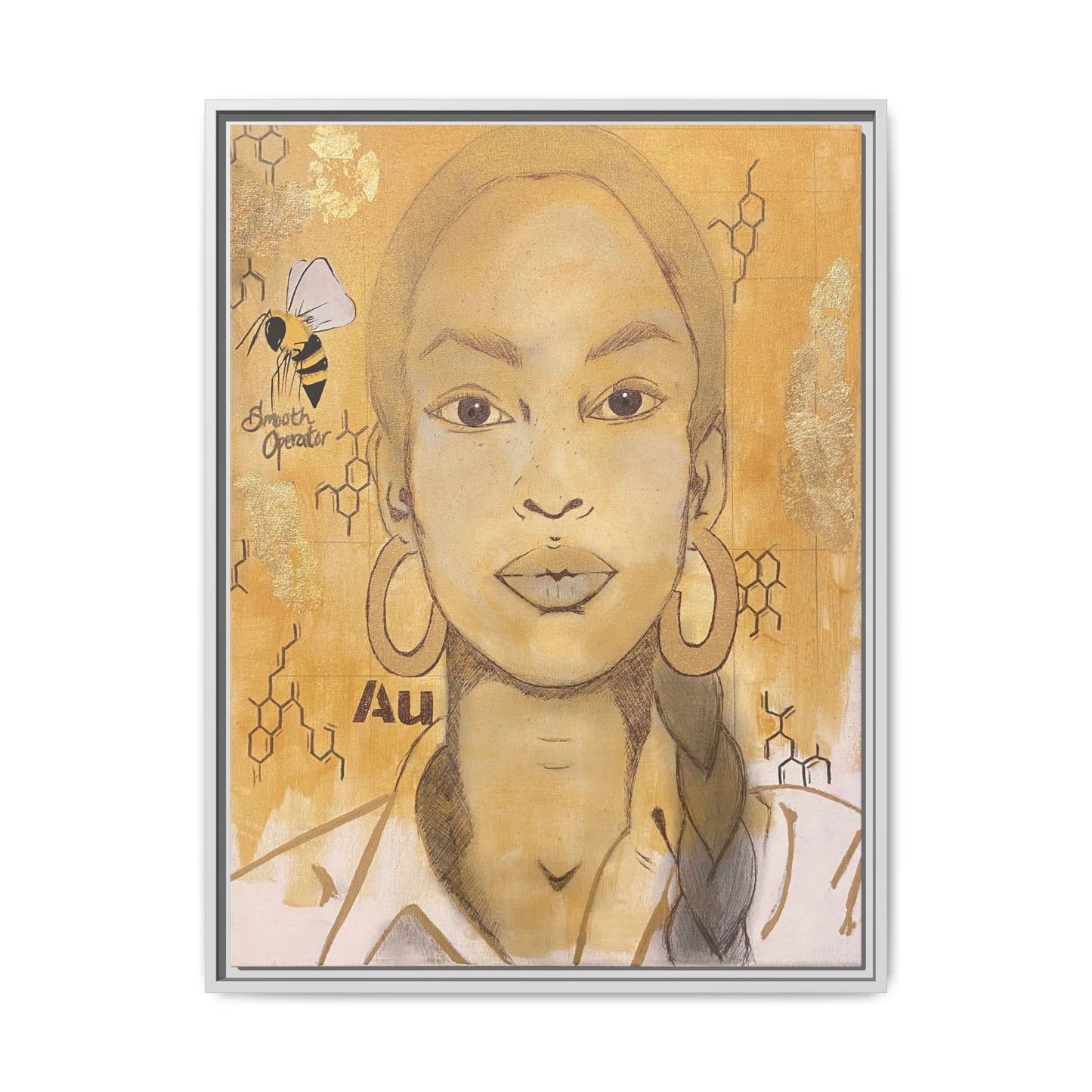 Sade- Gold "Au" Series Framed Canvas Art Multi-Color Wall Decor