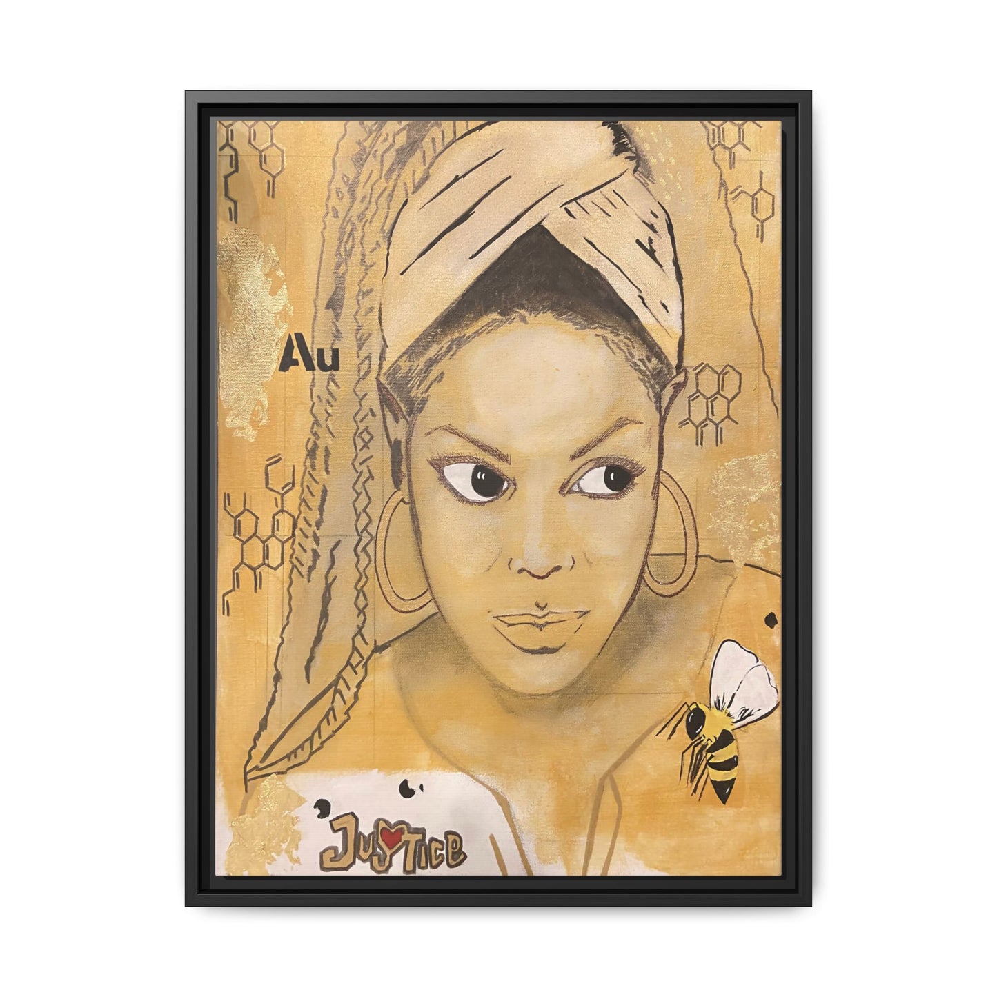 Janet Jackson- Gold "Au" Series Framed Multi-Color Matte Canvas Art -