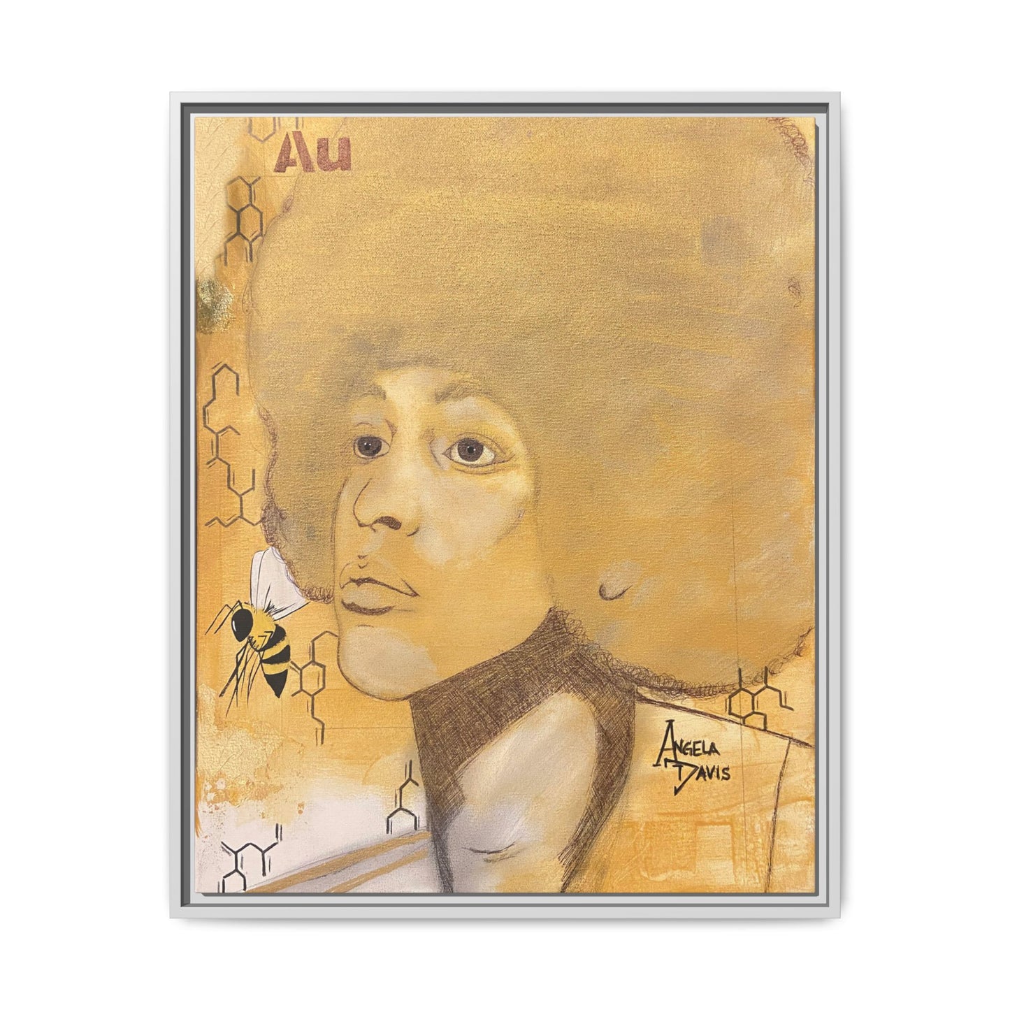 Angela Davis- Gold "Au" Series Framed Matte Canvas Art