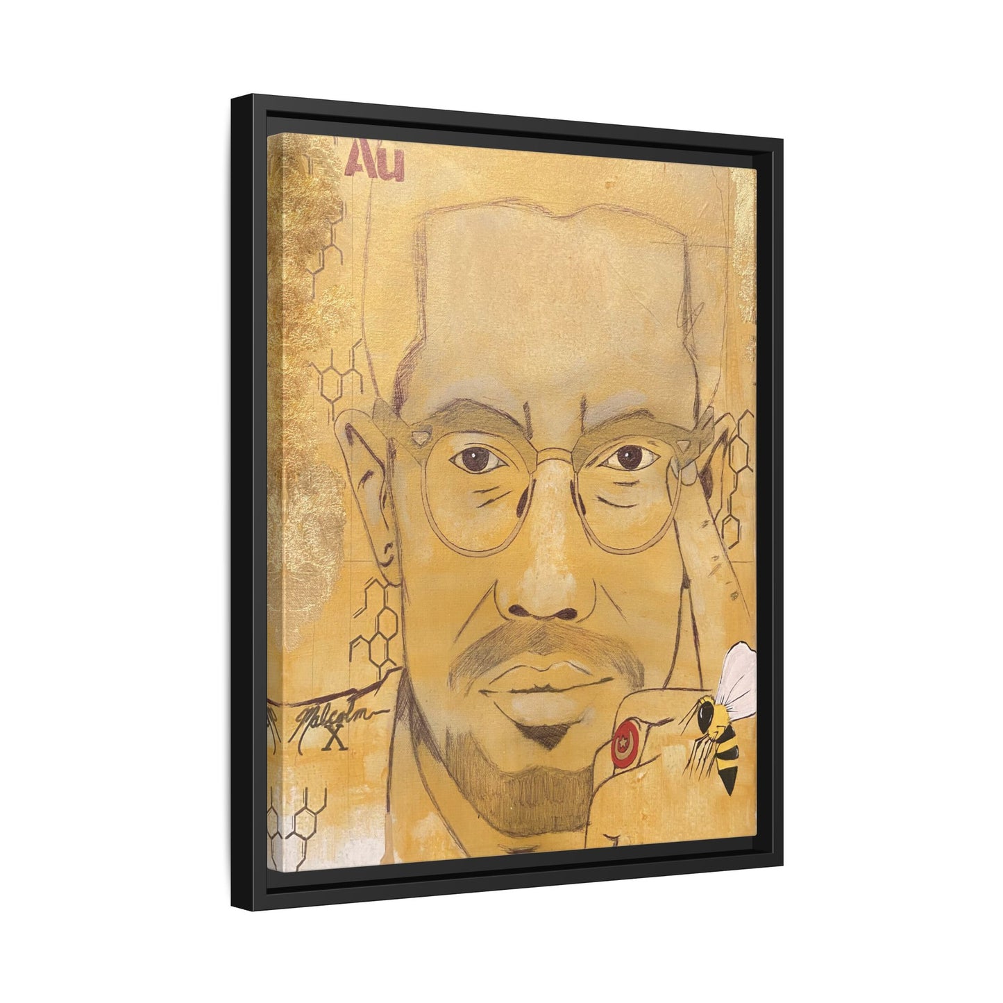 Malcolm X- Gold "Au" Series Framed Art Print Multi-Color