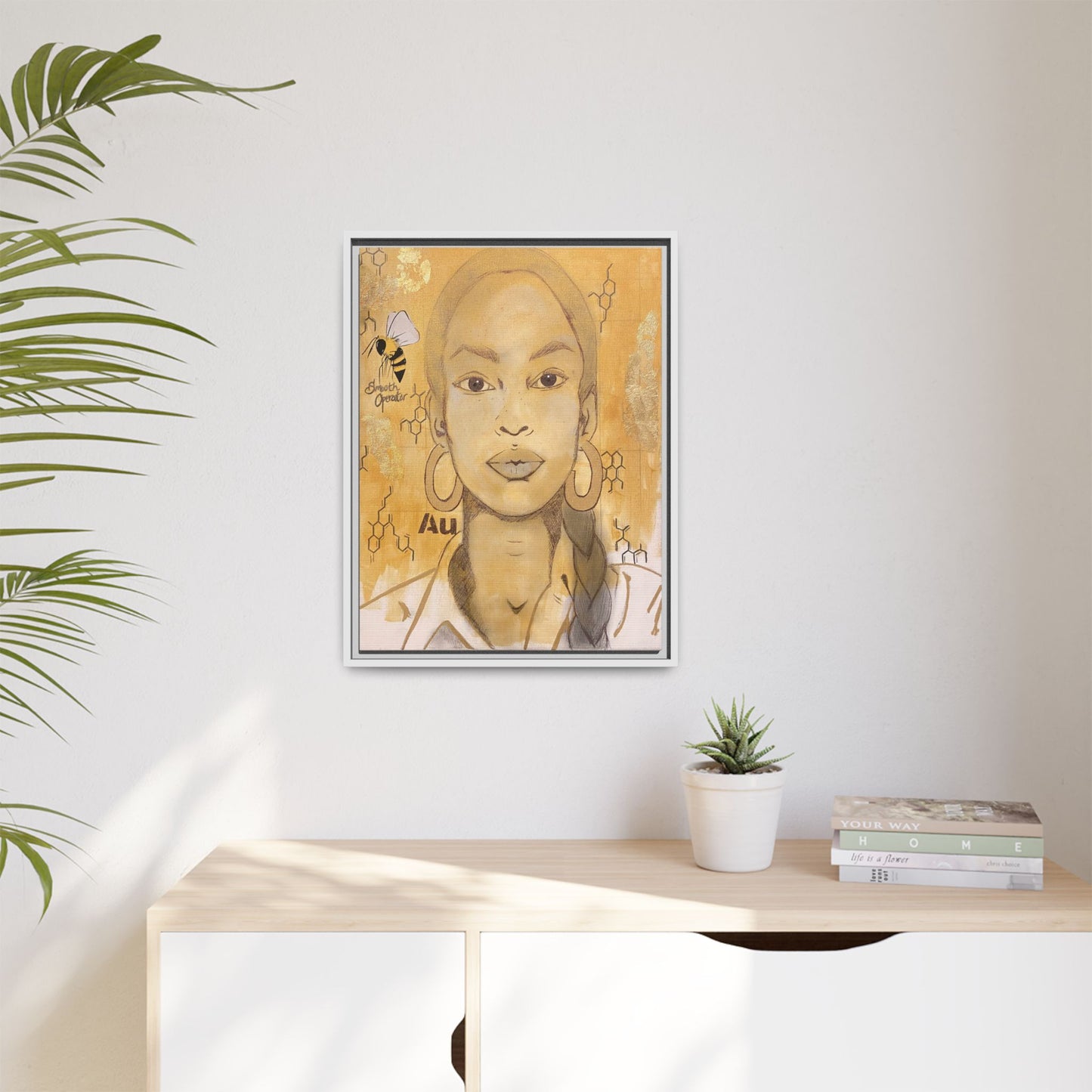 Sade- Gold "Au" Series Framed Canvas Art Multi-Color Wall Decor