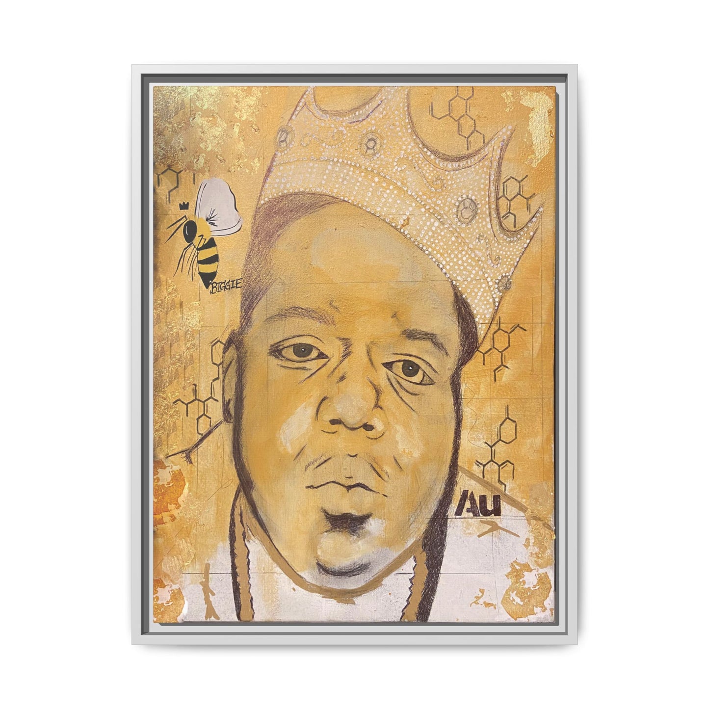 Biggie Smalls - Gold "Au" Series Framed Multi-Color Canvas Art Hip Hop Culture