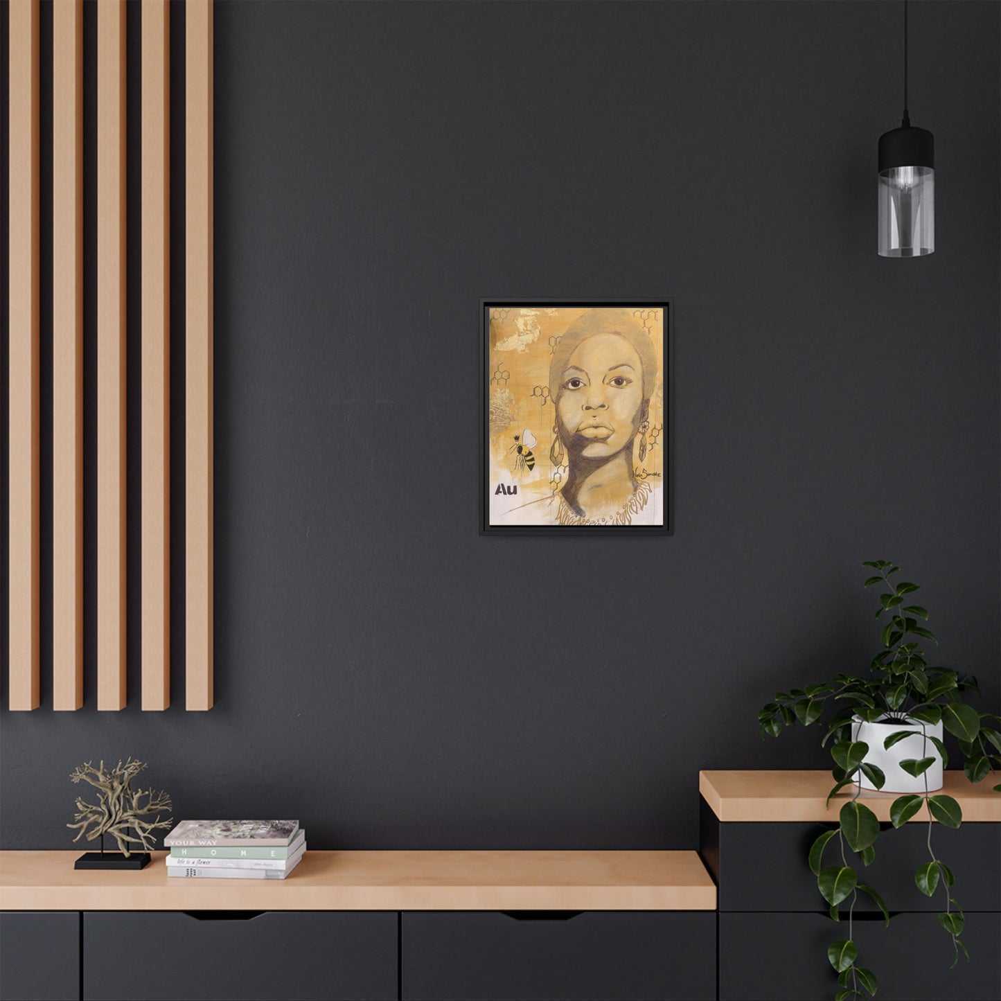 Nina Simone Gold "Au" Series Framed Canvas Art Portrait