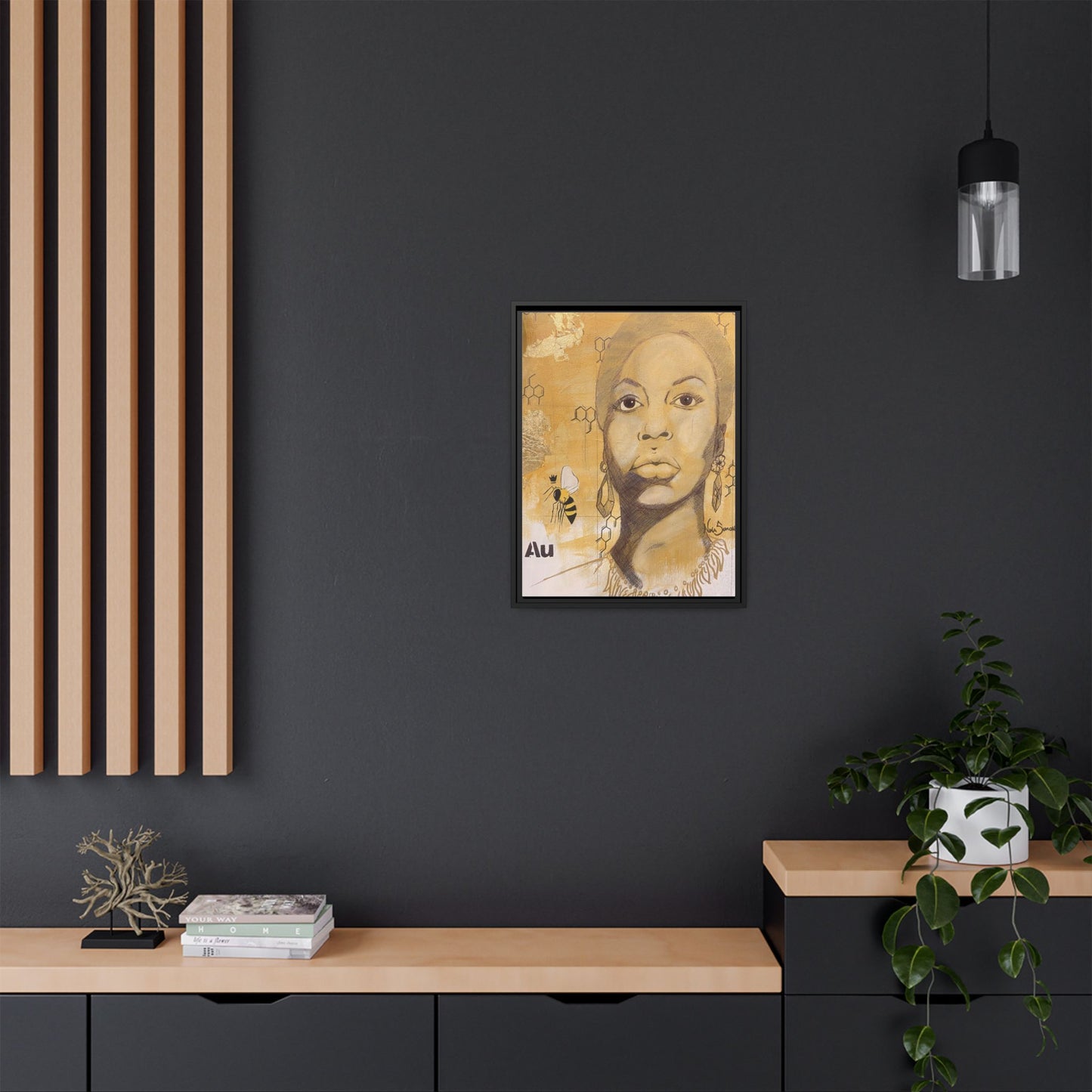 Nina Simone Gold "Au" Series Framed Canvas Art Portrait