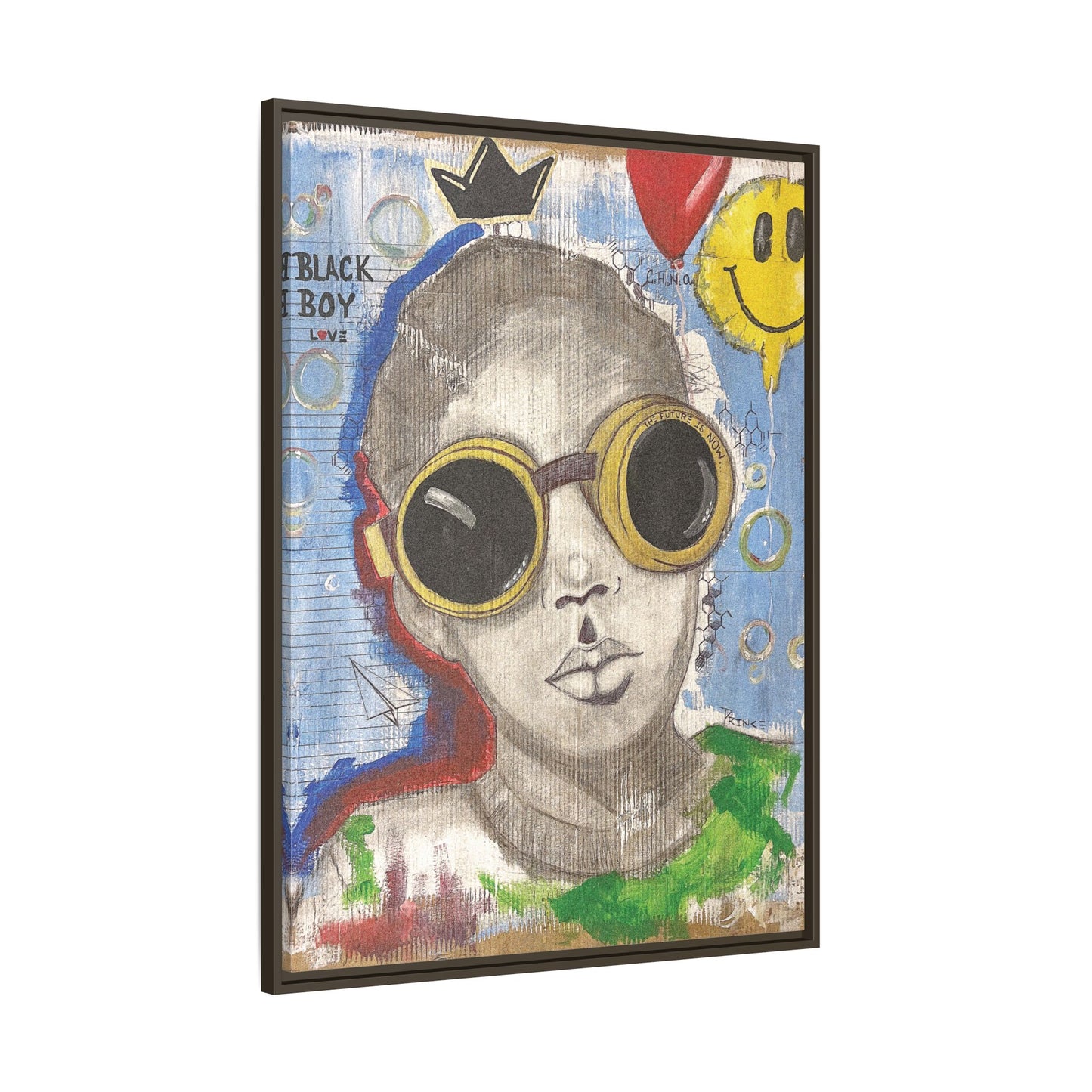 Black Boy Joy "Prince" -Framed Canvas Art Print Multi-Color Wall Decor