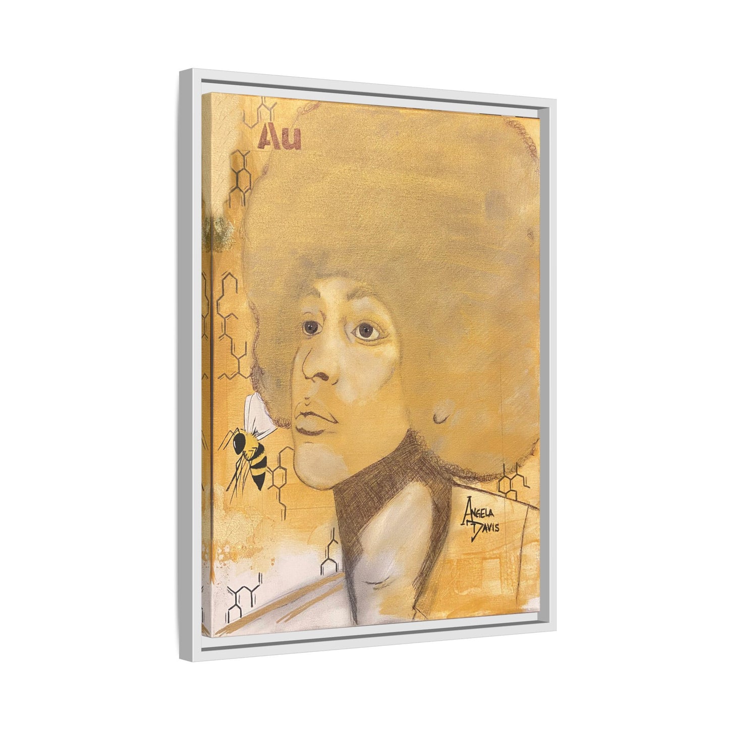Angela Davis- Gold "Au" Series Framed Matte Canvas Art