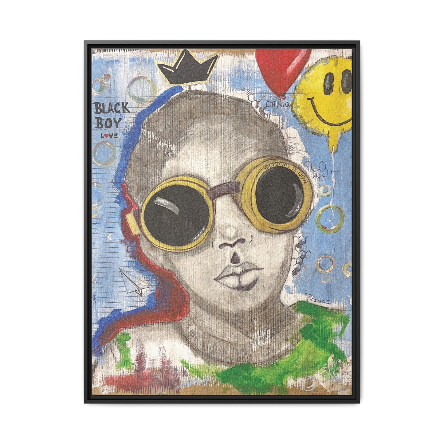 Black Boy Joy "Prince" -Framed Canvas Art Print Multi-Color Wall Decor