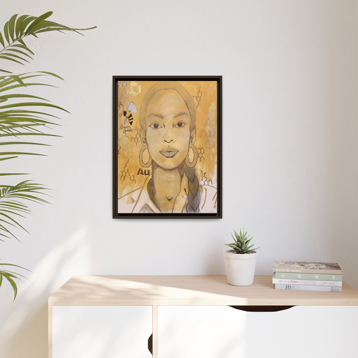 Sade- Gold "Au" Series Framed Canvas Art Multi-Color Wall Decor